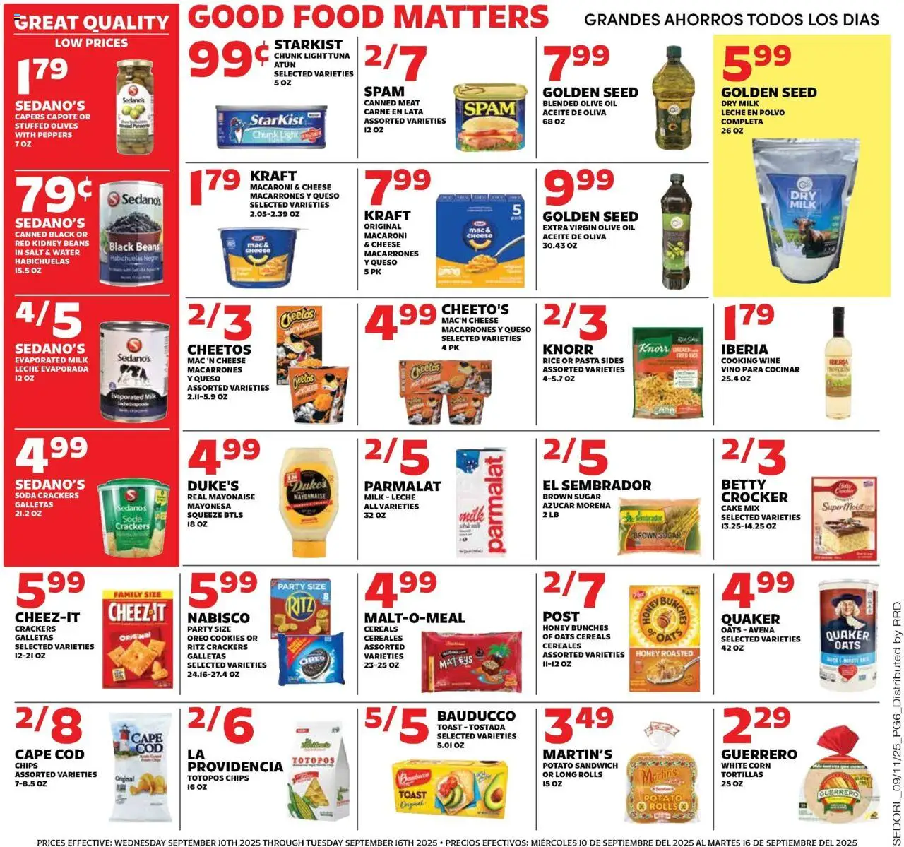 Sedano's Weekly Ad - valid from 10.09.2025 | Page: 6 | Products: Corn, Cheese, Wine, Water