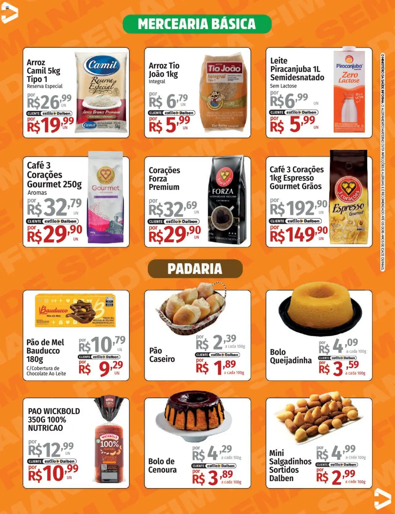 Supermercado Dalben Folheto - válido de 10.10.2025 | Página: 5 | Produtos: Leite, Pão, Café, Arroz