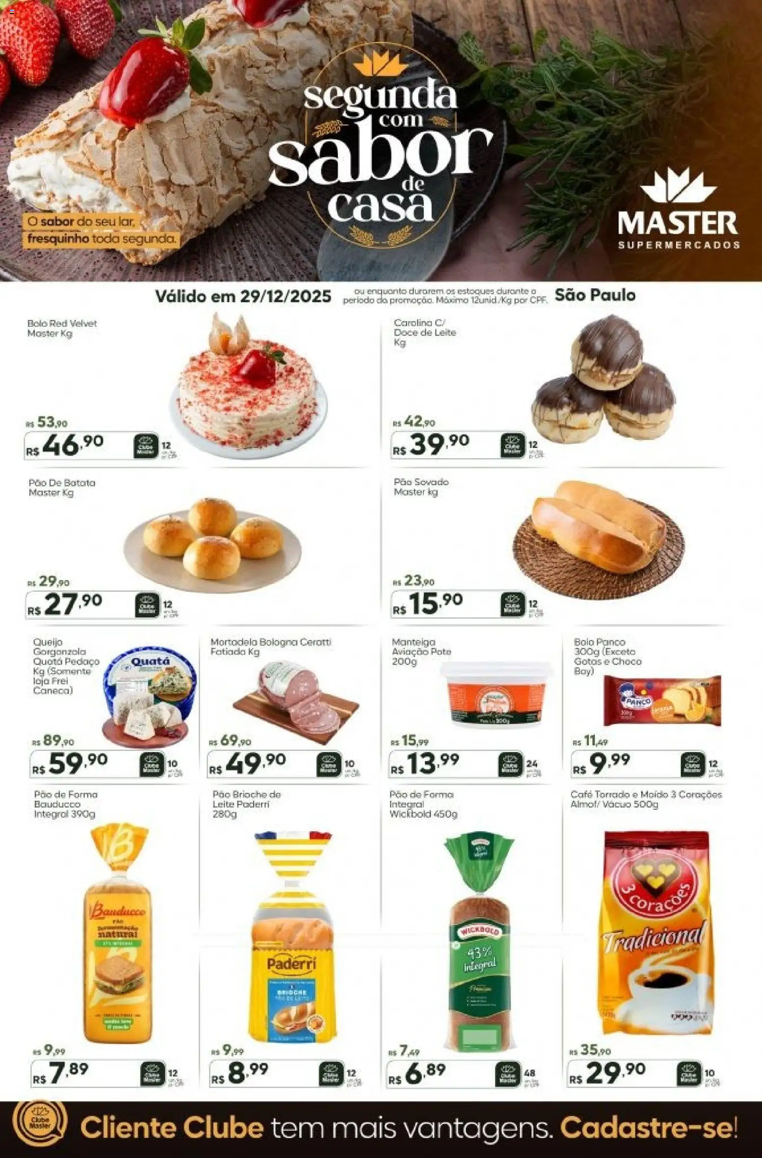 Master Folheto - válido de 29.12.2025 | Página: 1 | Produtos: Queijo, Café, Batata, Doce de leite