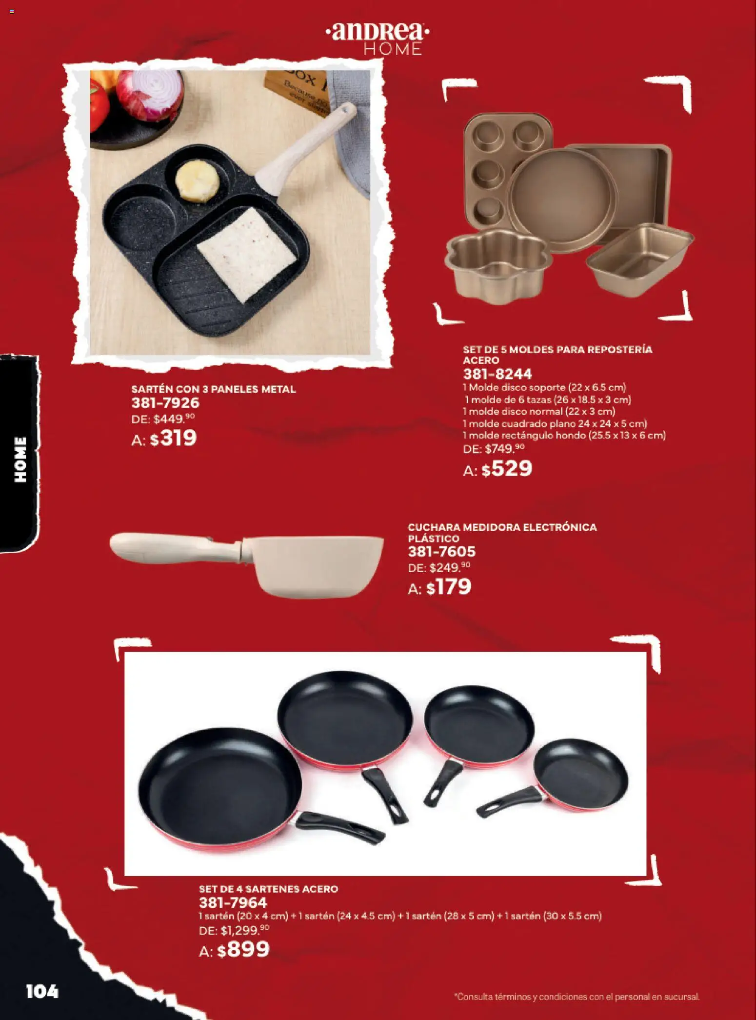 Nuevas ofertas de Andrea válidas en toda la República Mexicana desde el 02.11.2025. ¡Encuentra las mejores ofertas en Andrea Buen Fin ! | Página: 104 | Productos: Disco, Cuchara, Molde, Sartén