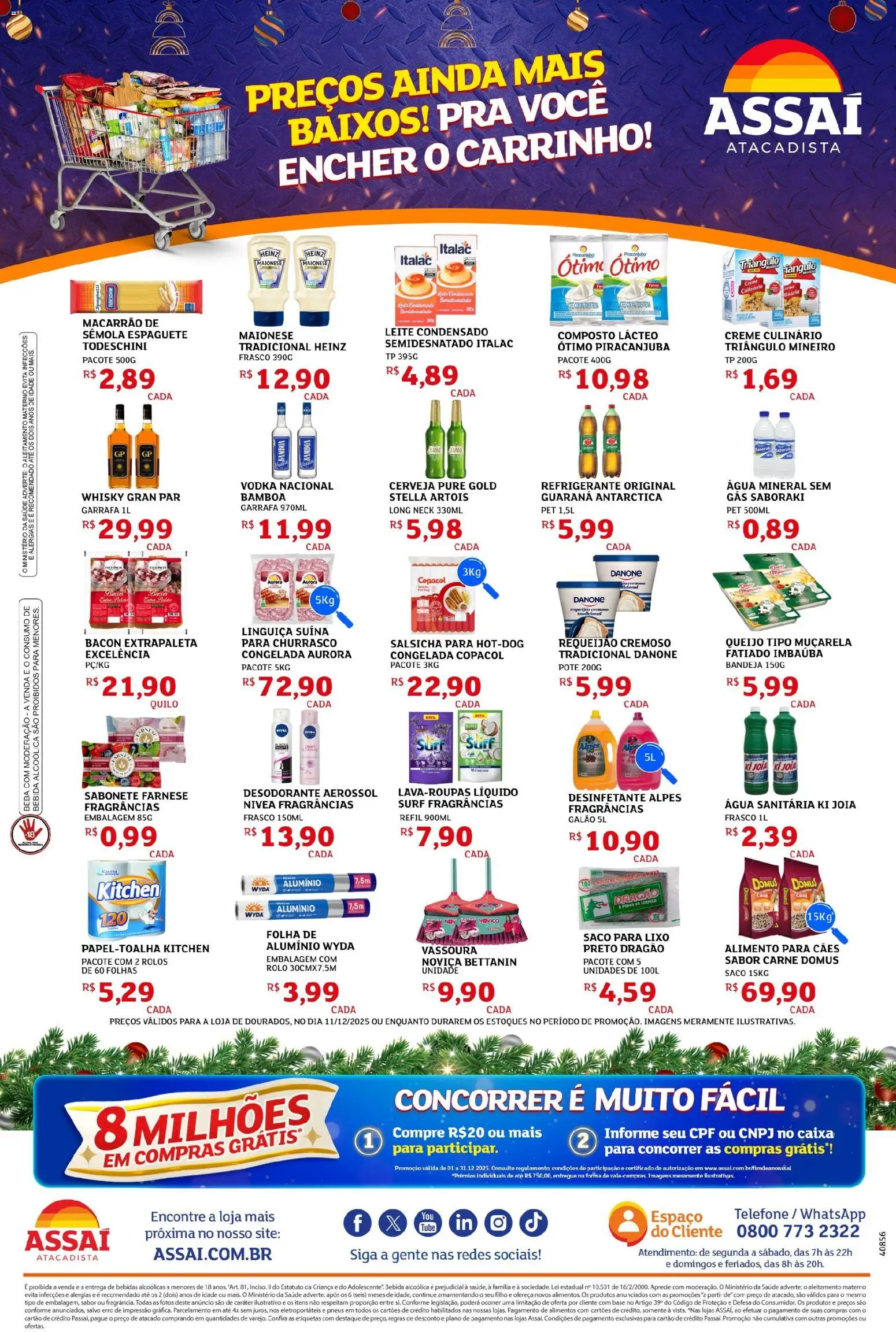 Assaí Atacadista Folheto - válido de 11.12.2025 | Página: 2 | Produtos: Linguiça, Queijo, Pneus, Vodka