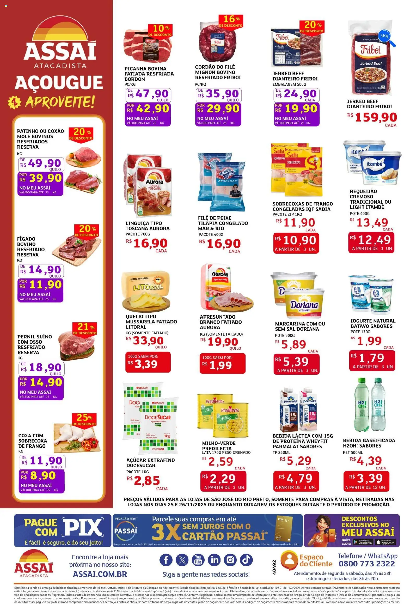 Assaí Atacadista Folheto - válido de 25.11.2025 | Página: 2 | Produtos: Doriana, Bebida, Açúcar, Requeijão
