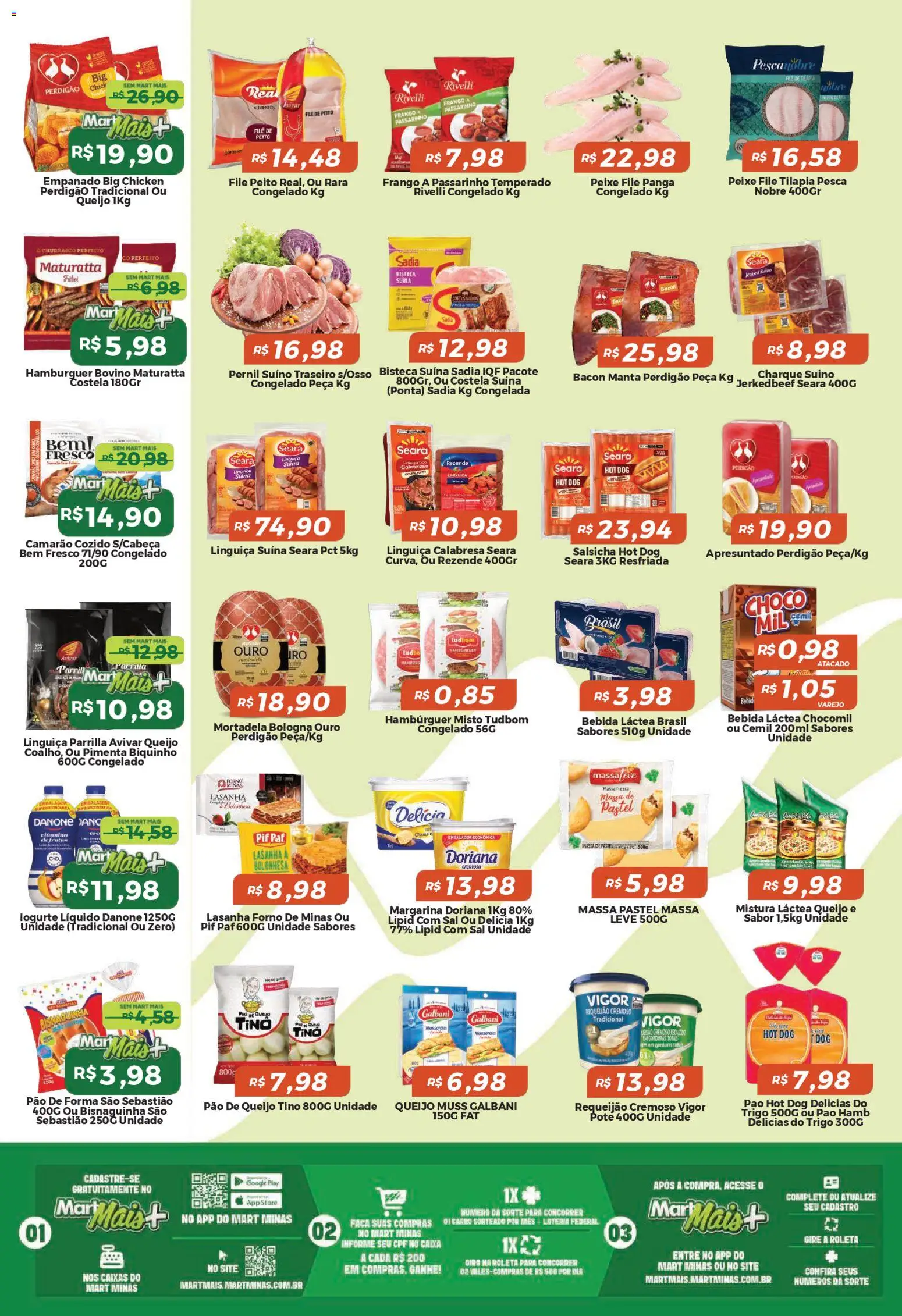 Mart Minas Folheto - válido de 09.04.2026 | Página: 2 | Produtos: Pernil, Faca, Pão de forma, Mussarela