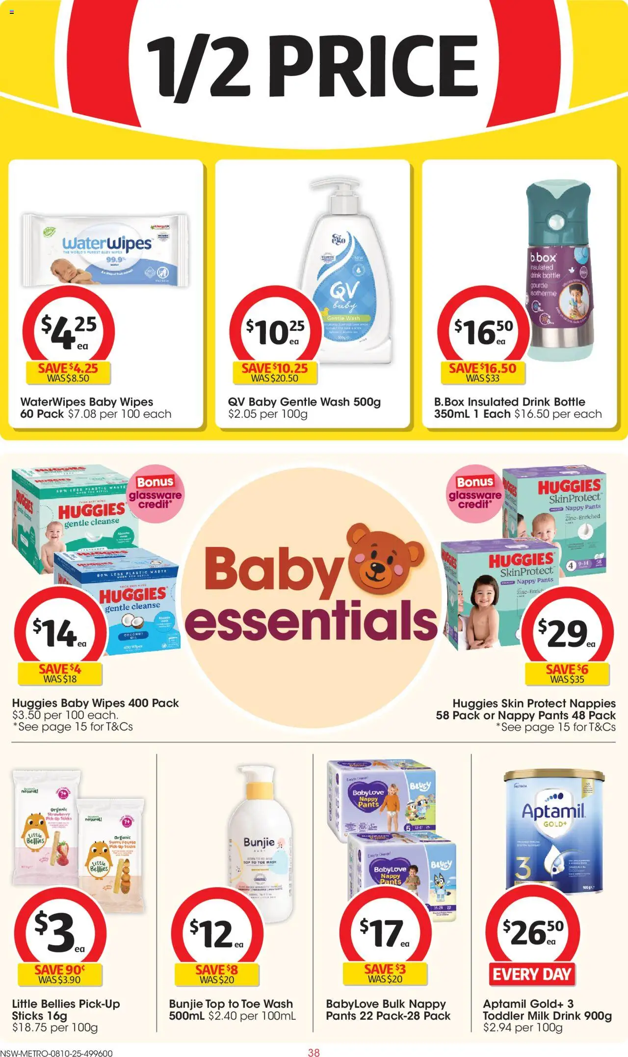 Coles catalogue - valid from 08.10.2025 | Page: 38 | Products: Milk, Glassware, Nappies, Pants