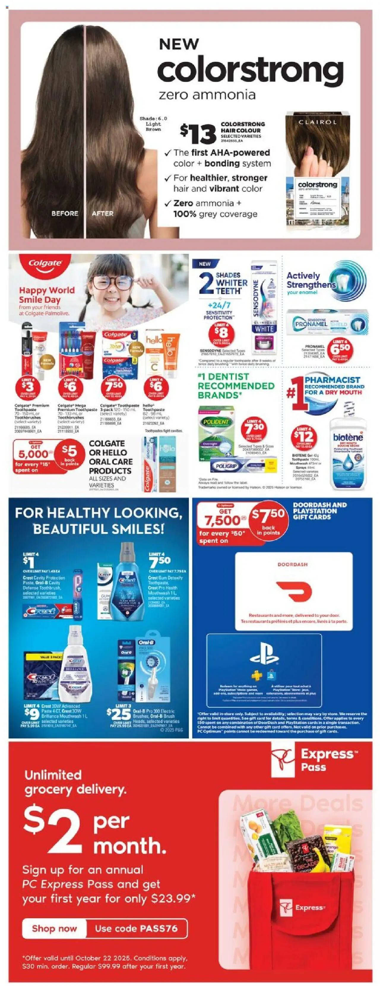 Real Canadian Superstore flyer valid from 02.10.2025 | Page: 37 | Products: Hat, Playstation, Toothpaste, Mouthwash