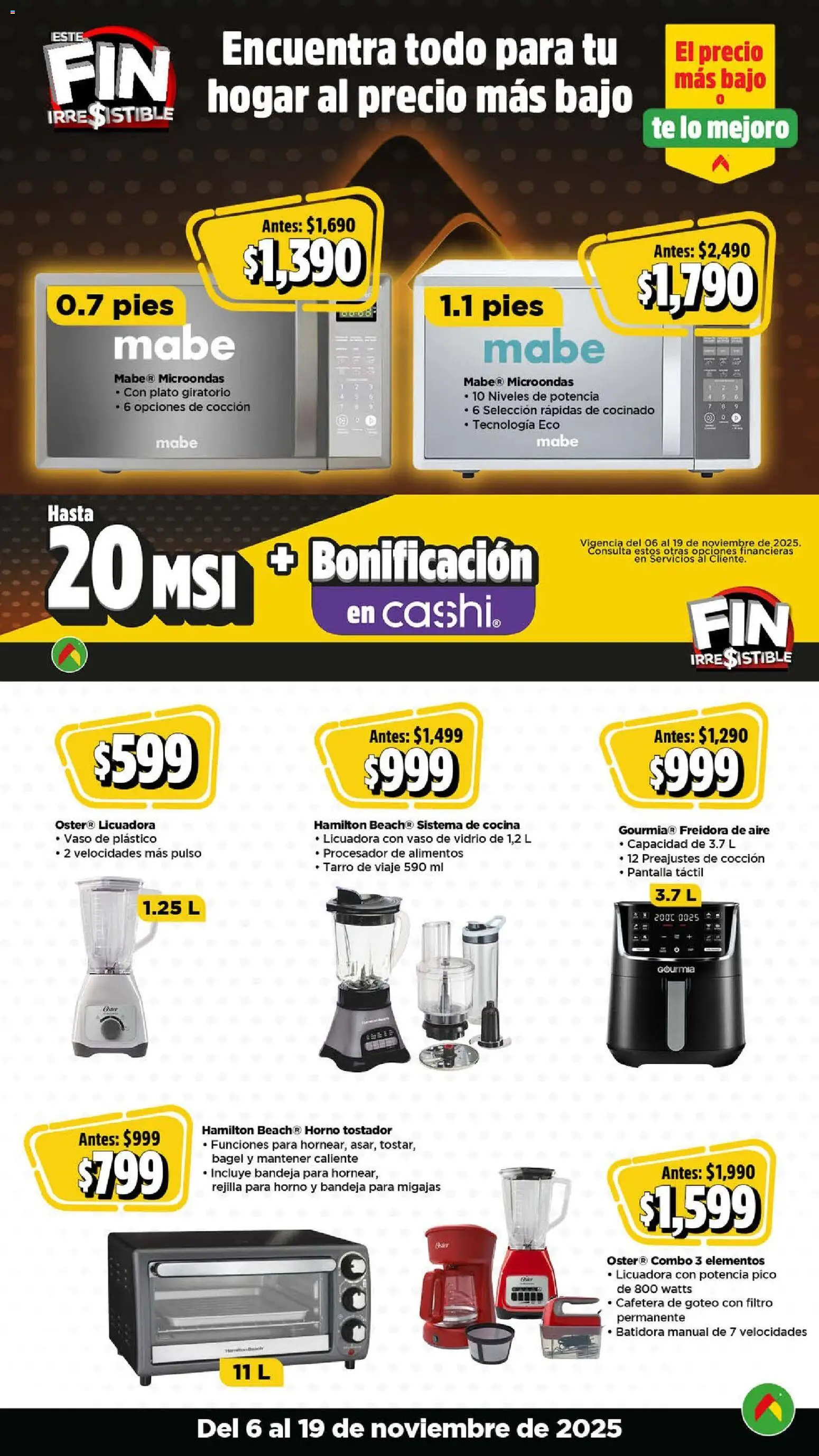 Nuevas ofertas de Bodega Aurrerá válidas en toda la República Mexicana desde el 06.11.2025. ¡Encuentra las mejores ofertas en Bodega Aurrerá Buen Fin ! | Página: 15 | Productos: Bandeja, Freidora de aire, Licuadora, Cocina