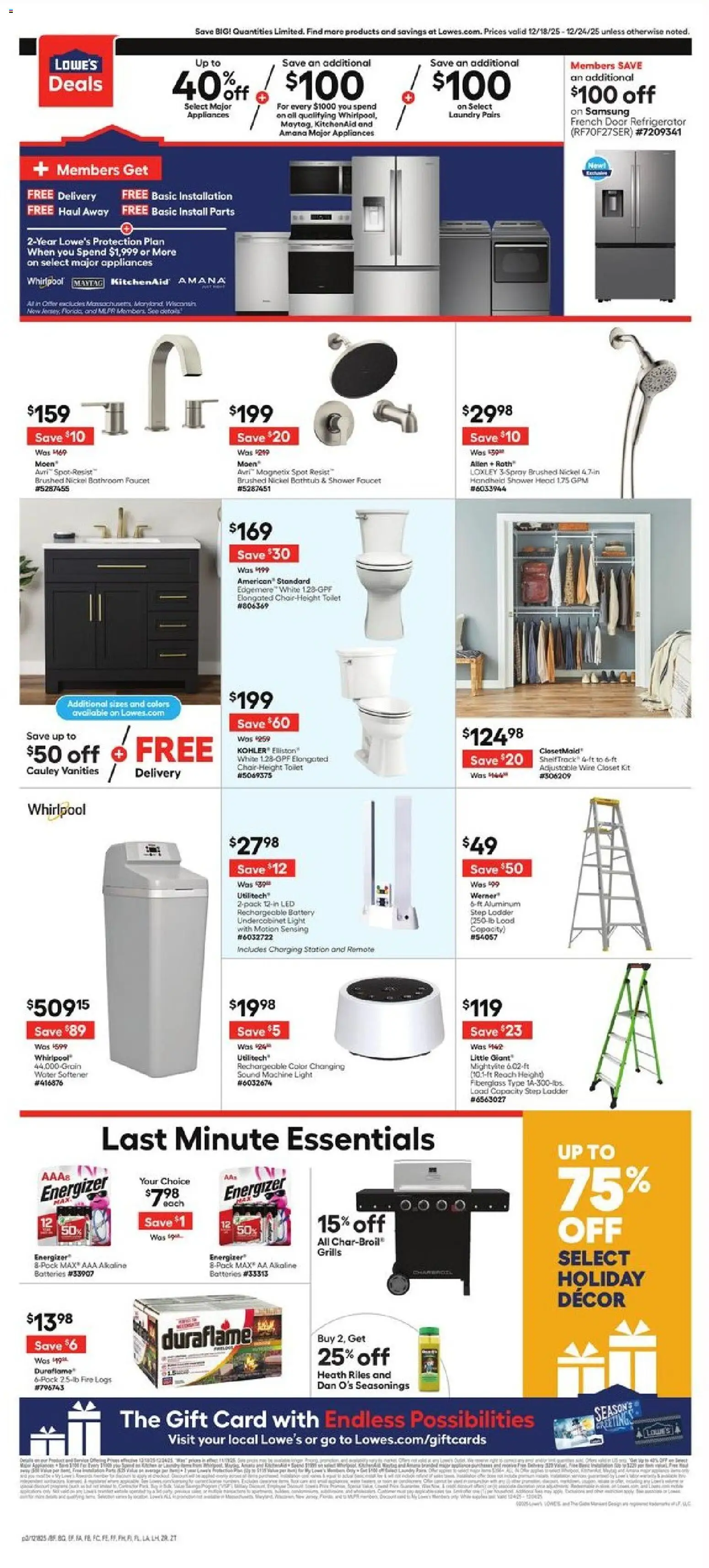 Lowe's Weekly Ad - valid from 18.12.2025 | Page: 2 | Products: Battery, Wire, Bathtub, Water