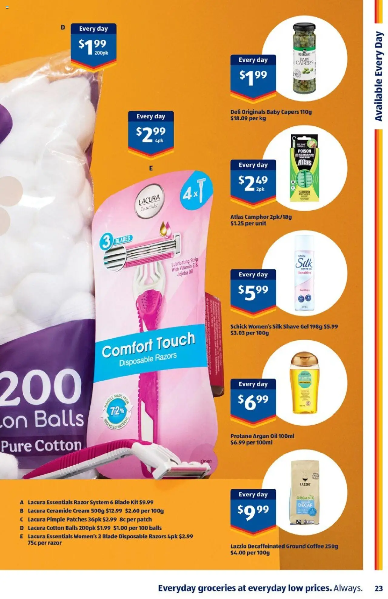Aldi catalogue - valid from 15.10.2025 | Page: 23 | Products: Oil, Coffee, Argan oil, Razors