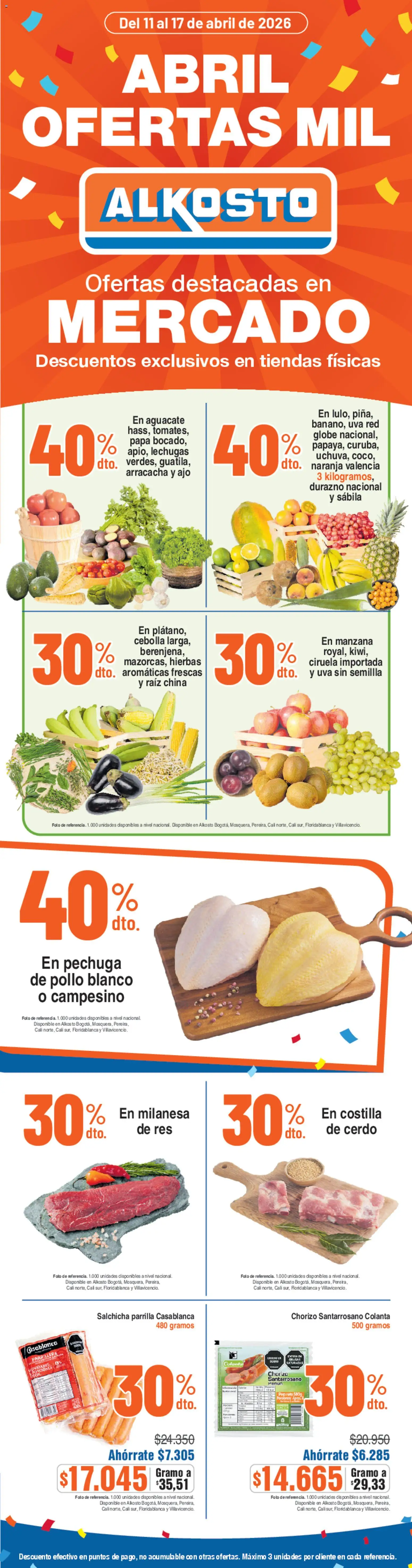 Alkosto revista - valida desde el 11.04.2026 | Página: 1 | Productos: Ajo, Manzana, Uva, Durazno