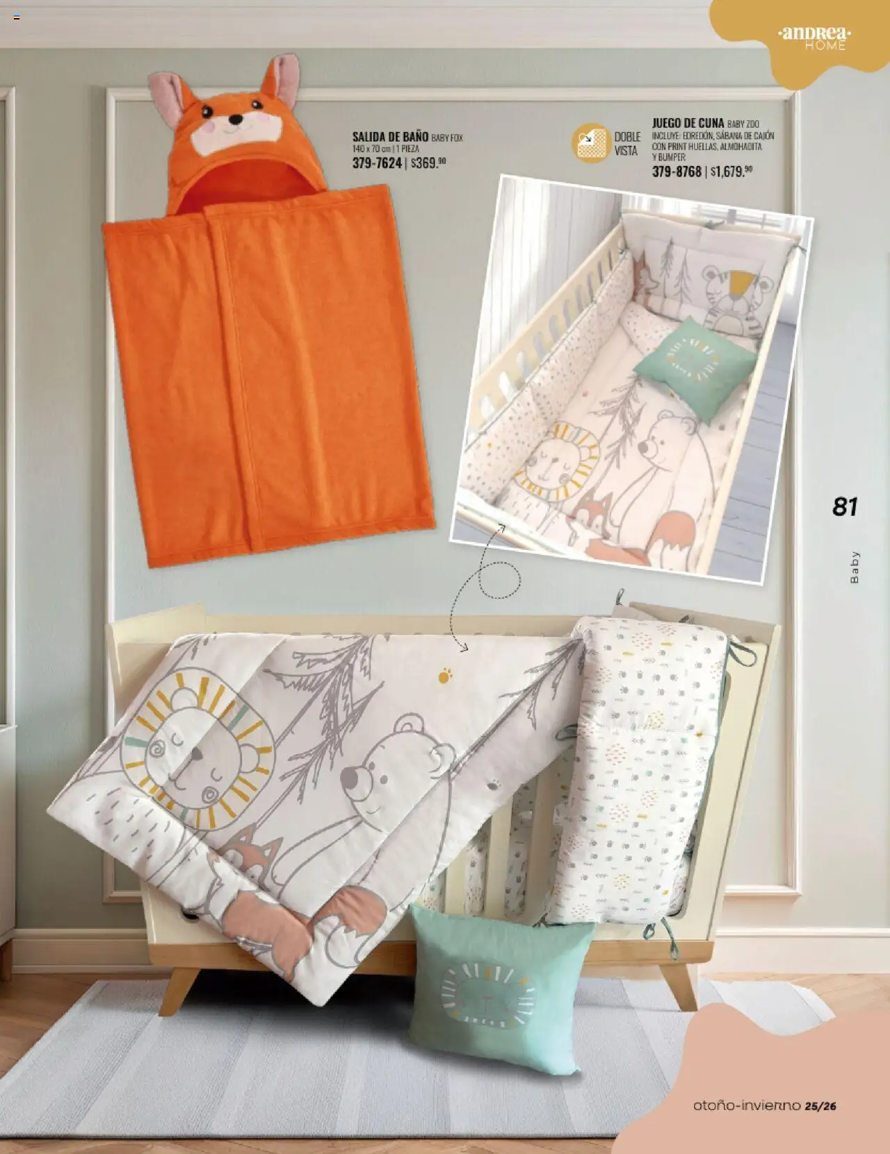 Nuevas ofertas de Andrea válidas en toda la República Mexicana desde el 24.08.2025. ¡Encuentra las mejores ofertas en Andrea - Catálogo Home - Otoño / Invierno! | Página: 81 | Productos: Juego, Cuna, Baño