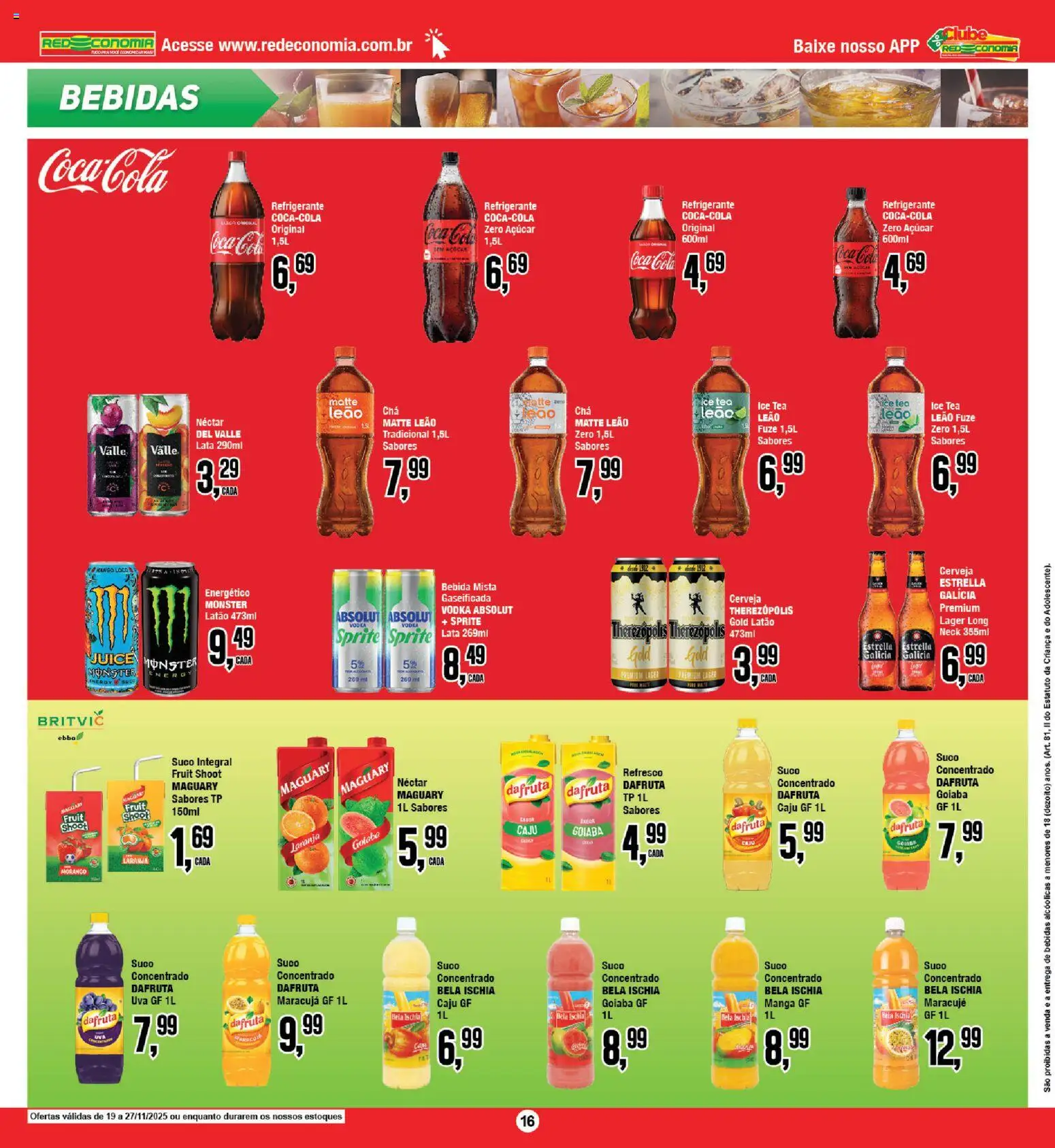RedEconomia Folheto - válido de 19.11.2025 | Página: 16 | Produtos: Energético, Cola, Suco, Vodka