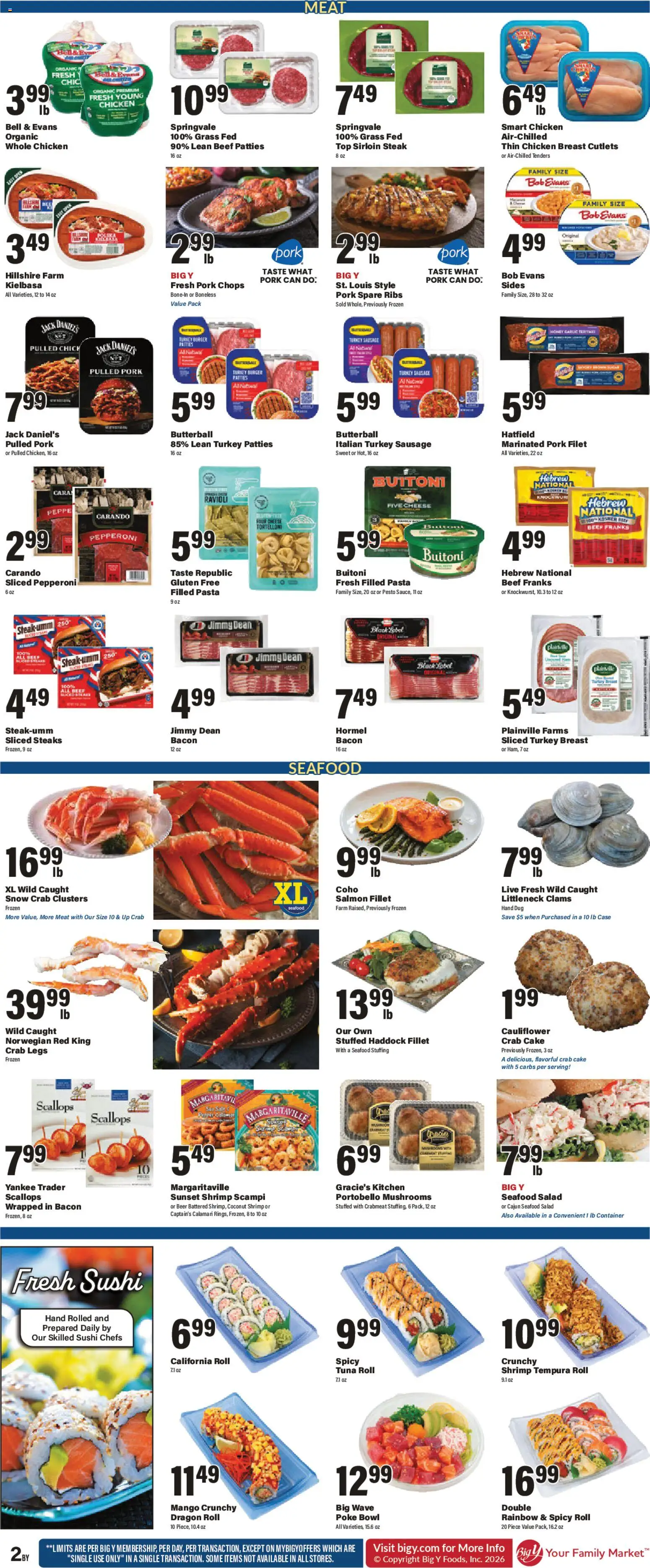 Big Y Weekly Ad - valid from 16.04.2026 | Page: 3 | Products: Salad, Seafood, Sausage, Cauliflower