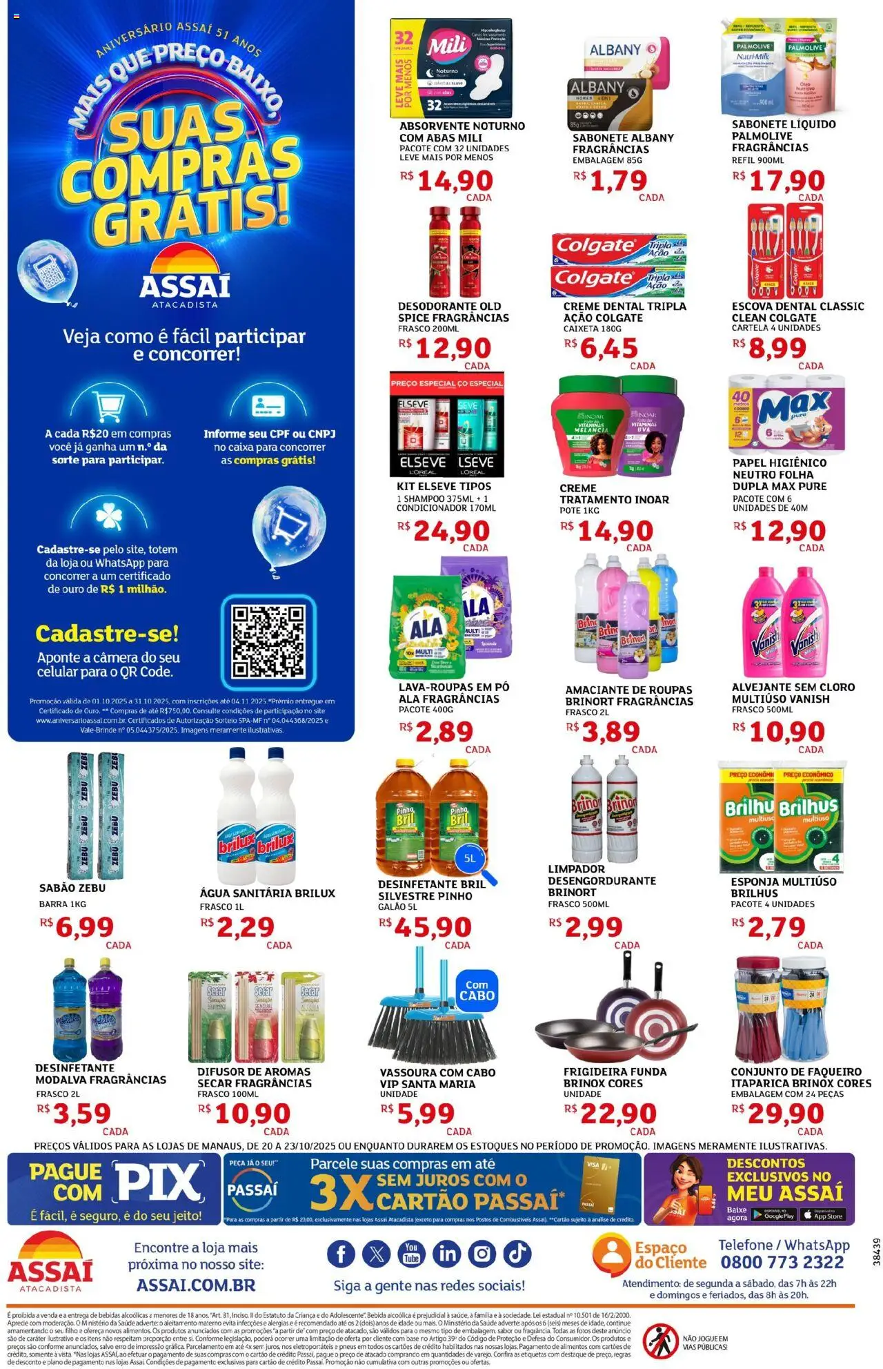 Assaí Atacadista Folheto - válido de 20.10.2025 | Página: 4 | Produtos: Melancia, Frigideira, Amaciante, Sabonete líquido