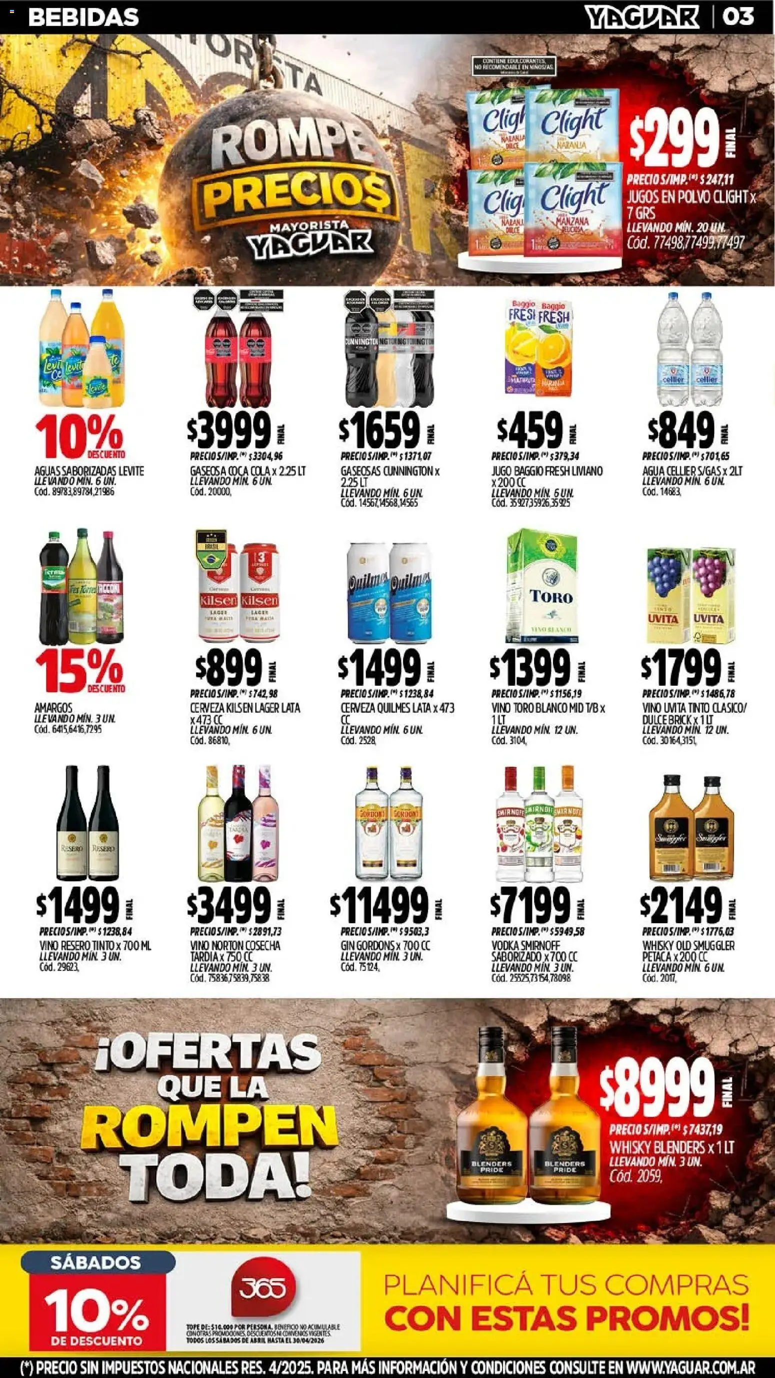 Yaguar - Oferta Semanal Mar del Plata │ válido desde el 06.04.2026 | Página: 3 | Productos: Whisky, Polvo, Jugo, Vino