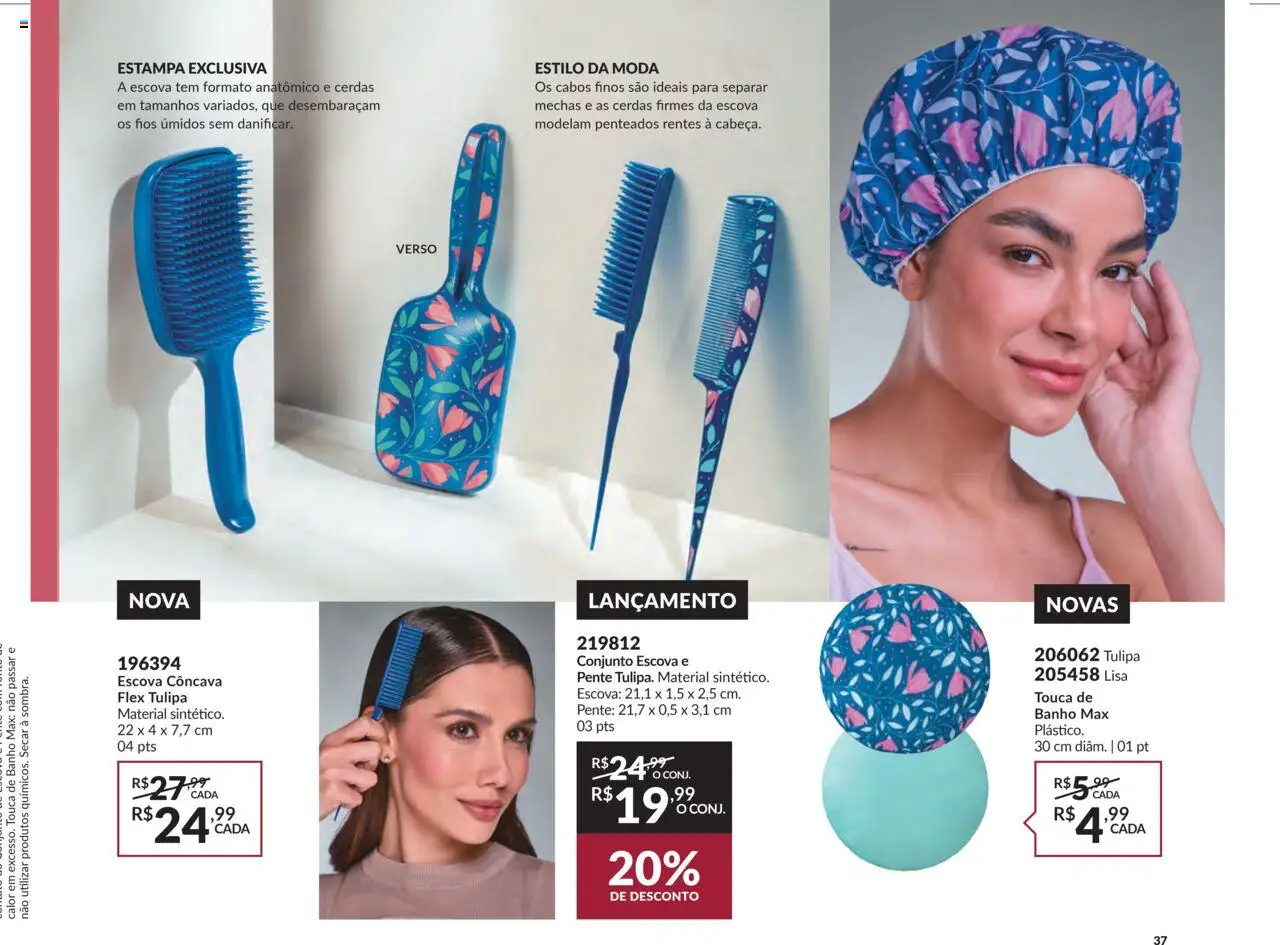 Avon Folheto - válido de 07.10.2025 | Página: 37 | Produtos: Touca, Escova, Pente, Touca de banho