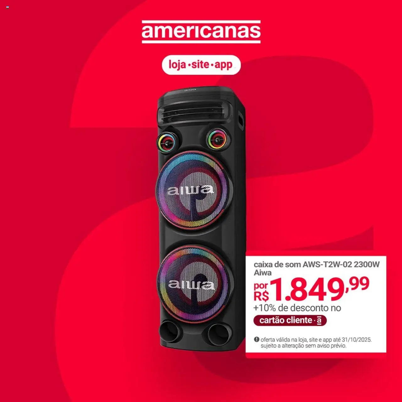 Lojas Americanas Folheto - válido de 14.10.2025 | Página: 2 | Produtos: Caixa de som, Caixa