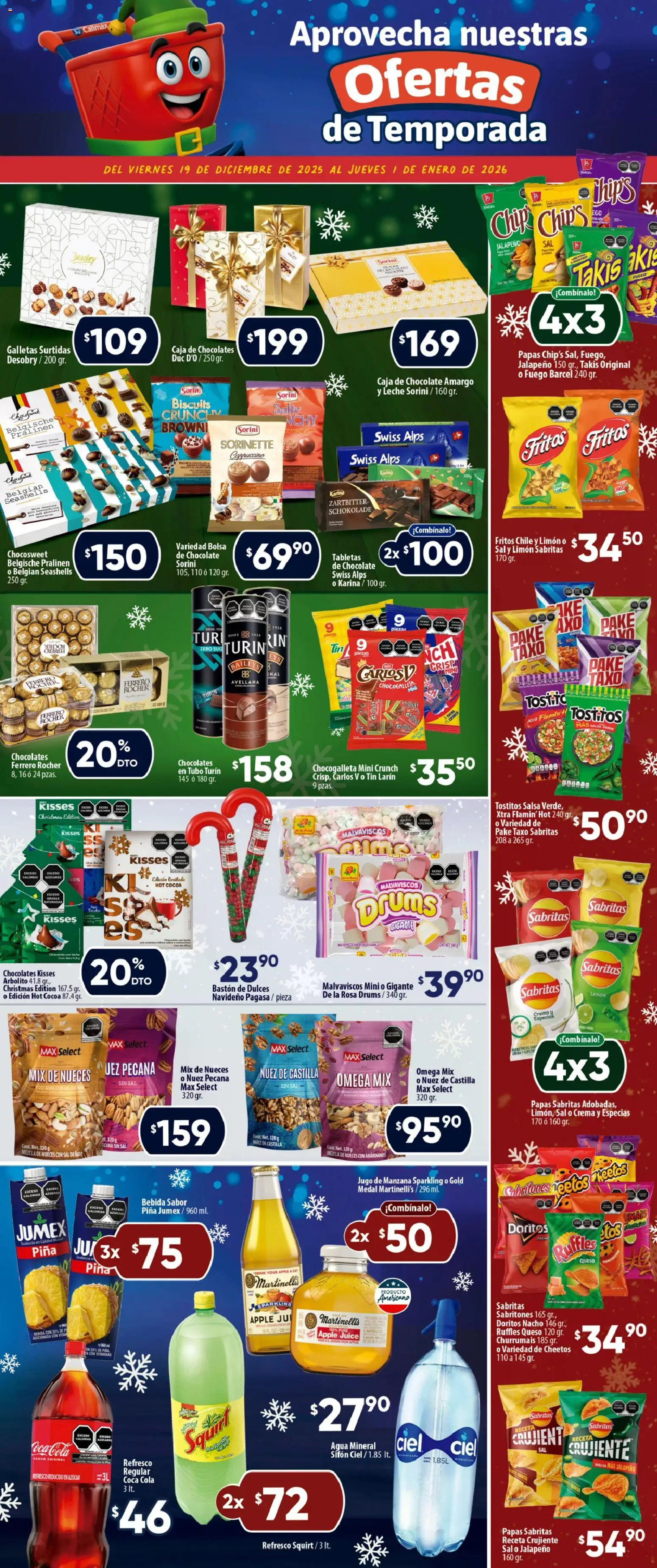 Nuevas ofertas de Calimax válidas en toda la República Mexicana desde el 19.12.2025. ¡Encuentra las mejores ofertas en Calimax folleto Mexicali y SLRC! | Página: 3 | Productos: Azúcar, Crema, Chocolate, Arándanos