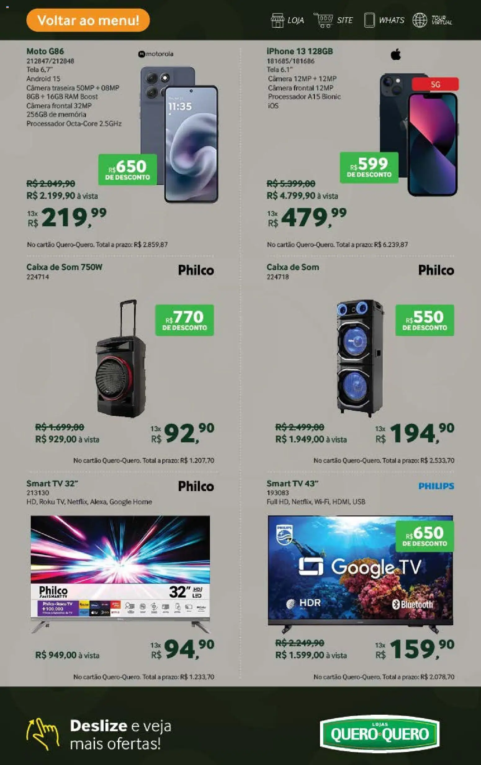 Lojas Quero-Quero Folheto - válido de 04.11.2025 | Página: 35 | Produtos: Iphone, smart TV, Processador, USB