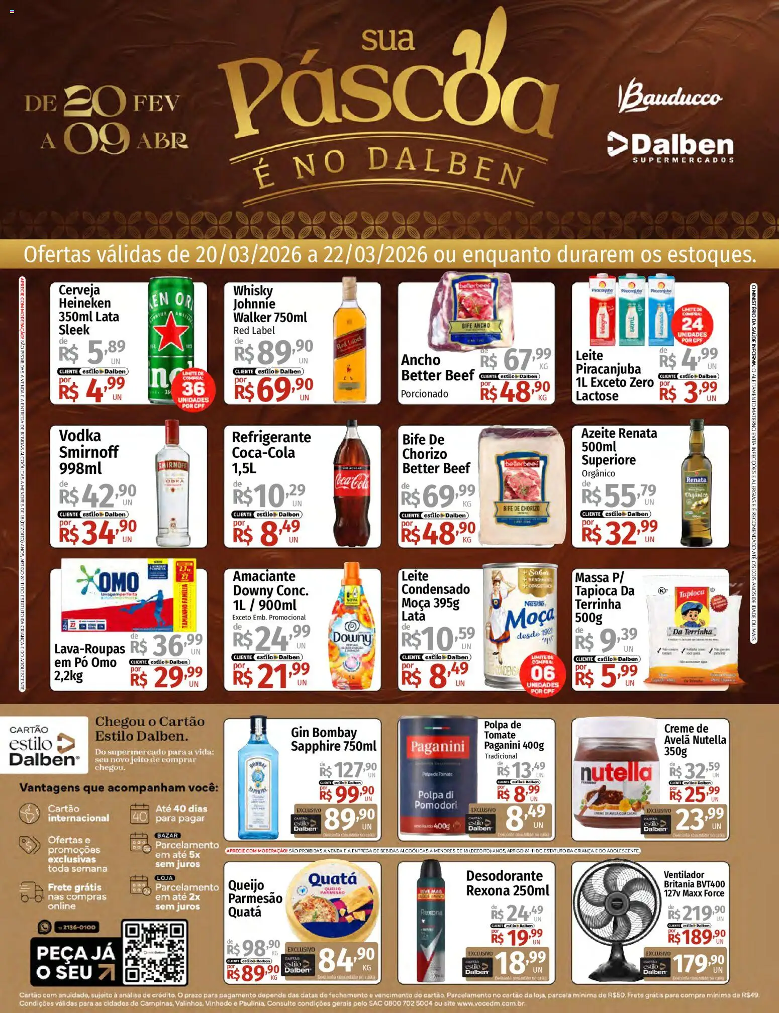 Supermercado Dalben Folheto - válido de 20.03.2026 | Página: 1 | Produtos: Ventilador, Cerveja, Gin, Massa