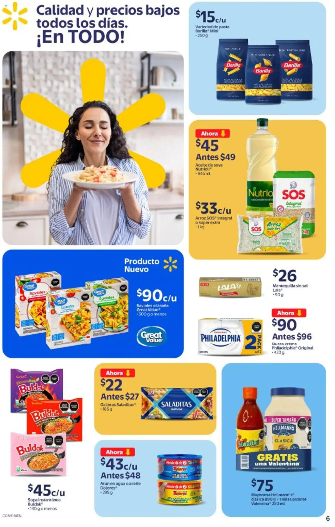 Nuevas ofertas de Walmart válidas en toda la República Mexicana desde el 14.10.2025. ¡Encuentra las mejores ofertas en Walmart - Folleto! | Página: 6 | Productos: Mayonesa, Sal, Queso crema, Sopa