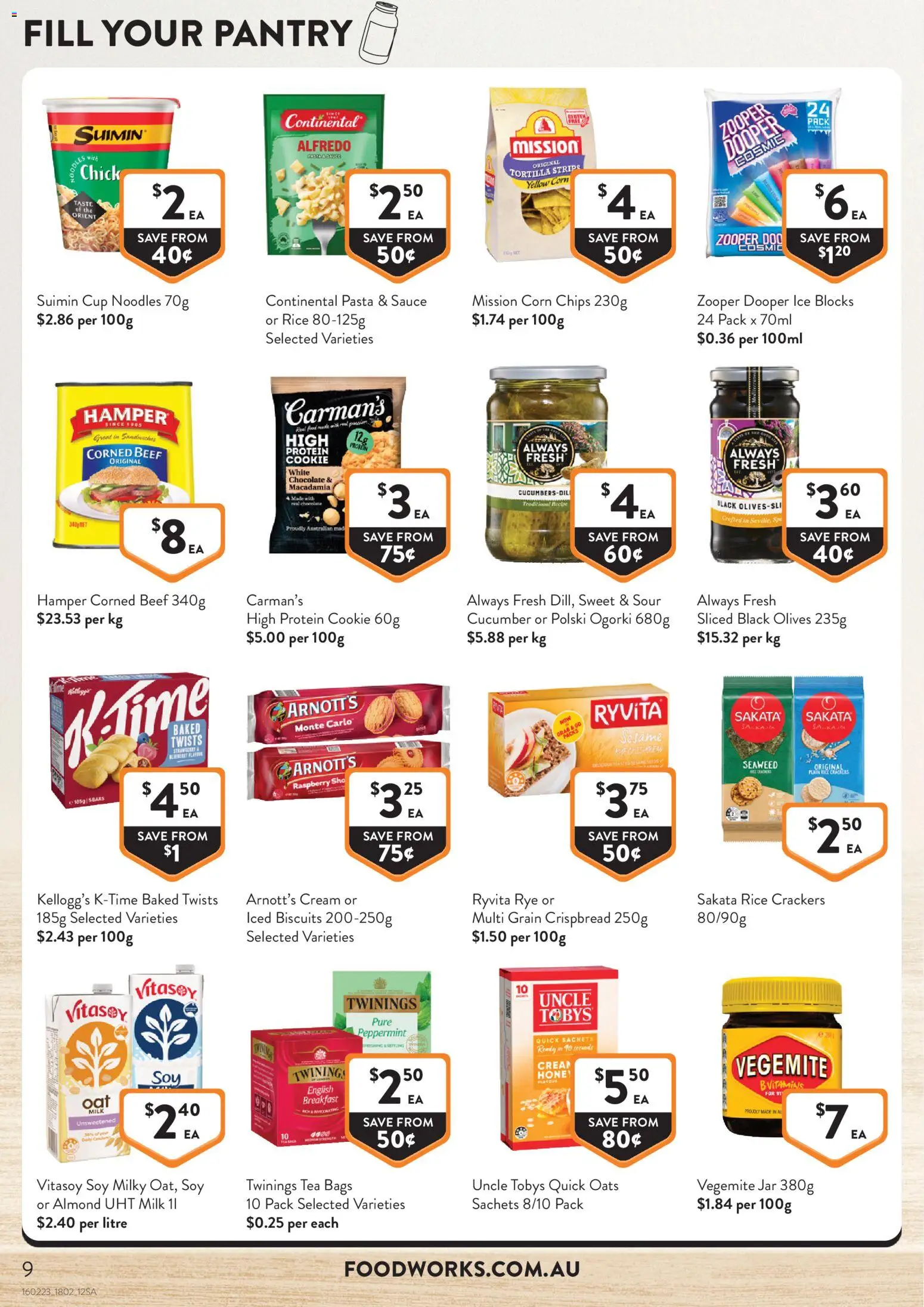 Foodworks catalogue - valid from 18.02.2026 | Page: 9 | Products: Milk, Rice, Oats, Biscuits