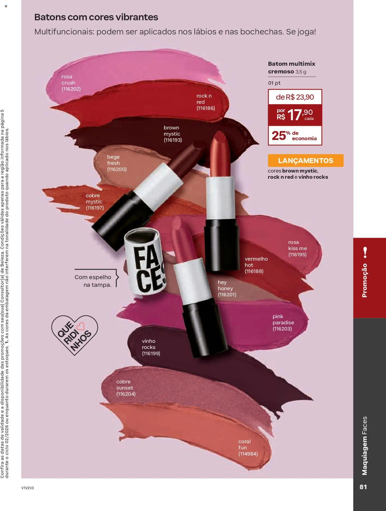 Natura Folheto - válido de 13.01.2026 | Página: 81 | Produtos: Maquiagem, Batom, Espelho, Vinho