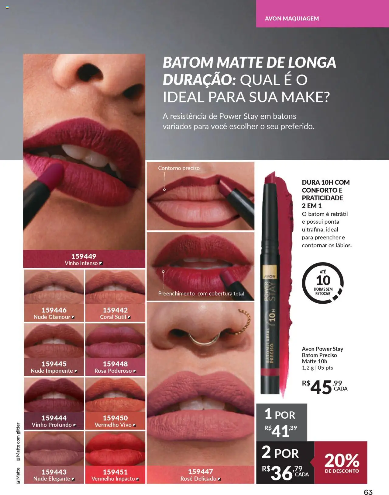 Avon Folheto - válido de 16.06.2025 | Página: 63 | Produtos: Maquiagem, Batom, Vinho