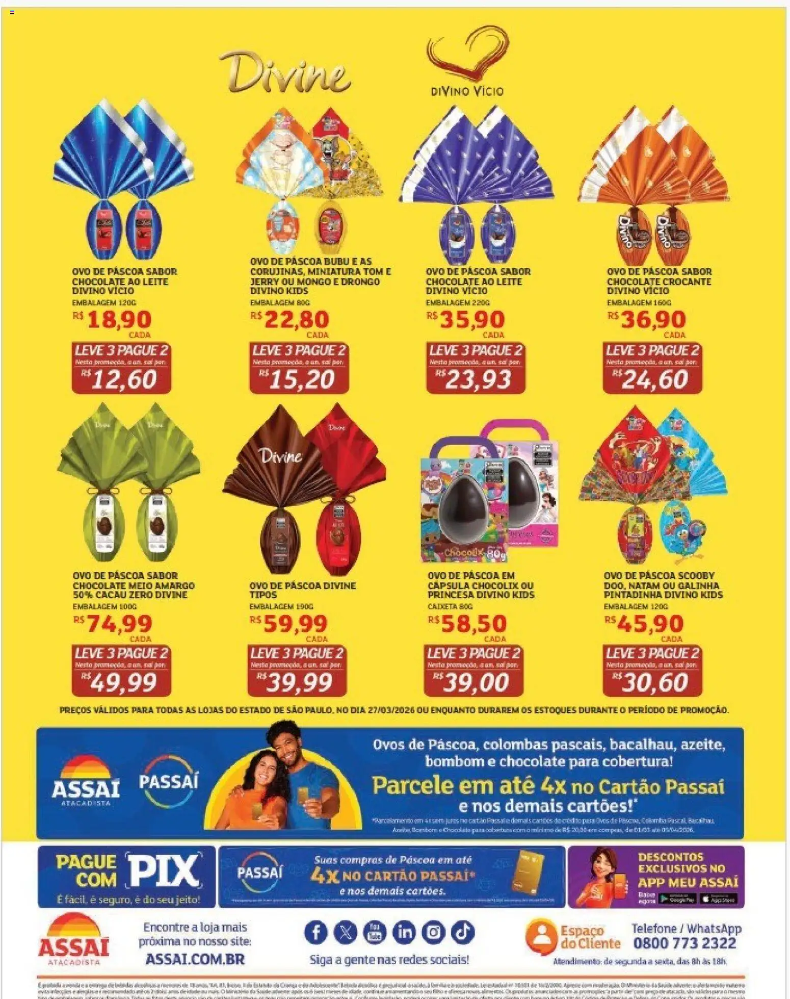 Assaí Atacadista Folheto - válido de 27.03.2026 | Página: 2 | Produtos: Ovo de páscoa, Leite, Telefone, Bombom