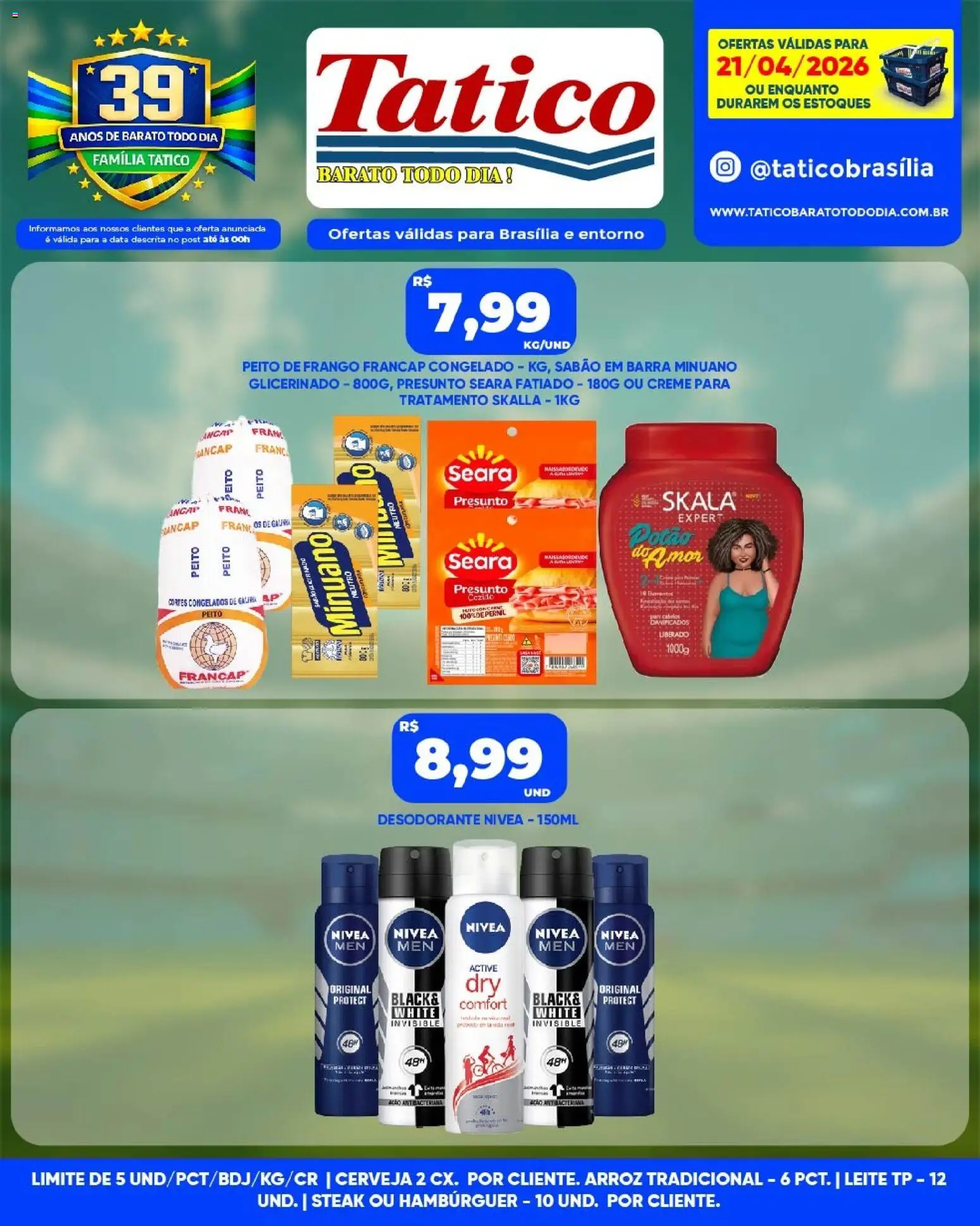 Tatico Folheto - válido de 21.04.2026 | Página: 8 | Produtos: Desodorante, Presunto, Cerveja, Hambúrguer