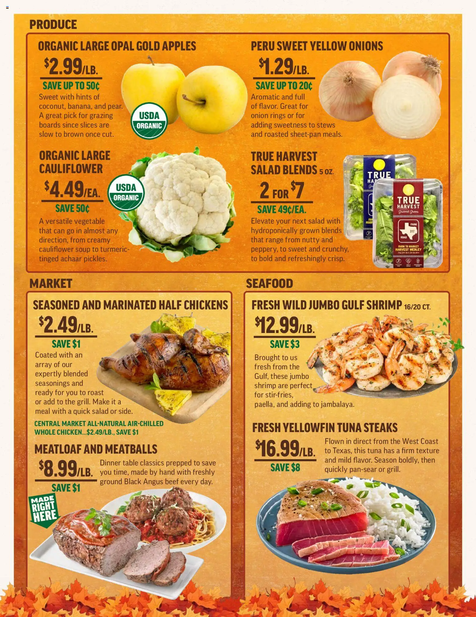 Central Market Weekly Ad - valid from 29.10.2025 | Page: 2 | Products: Table, Apples, Beef, Salad