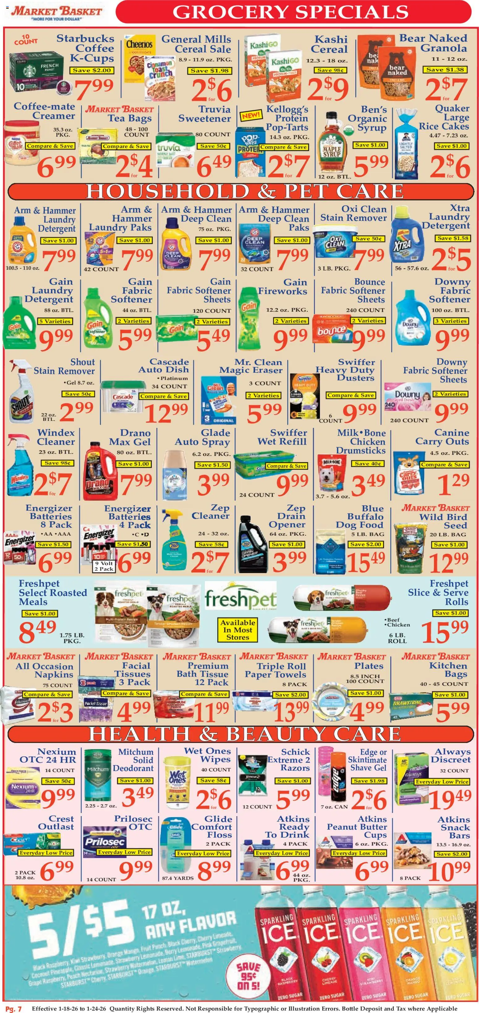 Market Basket Ad - valid from 18.01.2026 | Page: 7 | Products: Dog Food, Tea, Kiwi, Raspberry