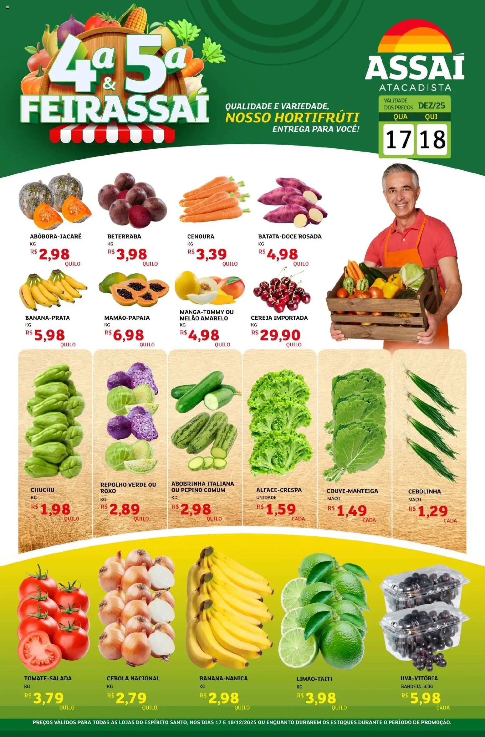 Assaí Atacadista Folheto - válido de 17.12.2025 | Página: 1 | Produtos: Beterraba, Cebola, Cenoura, Bandeja