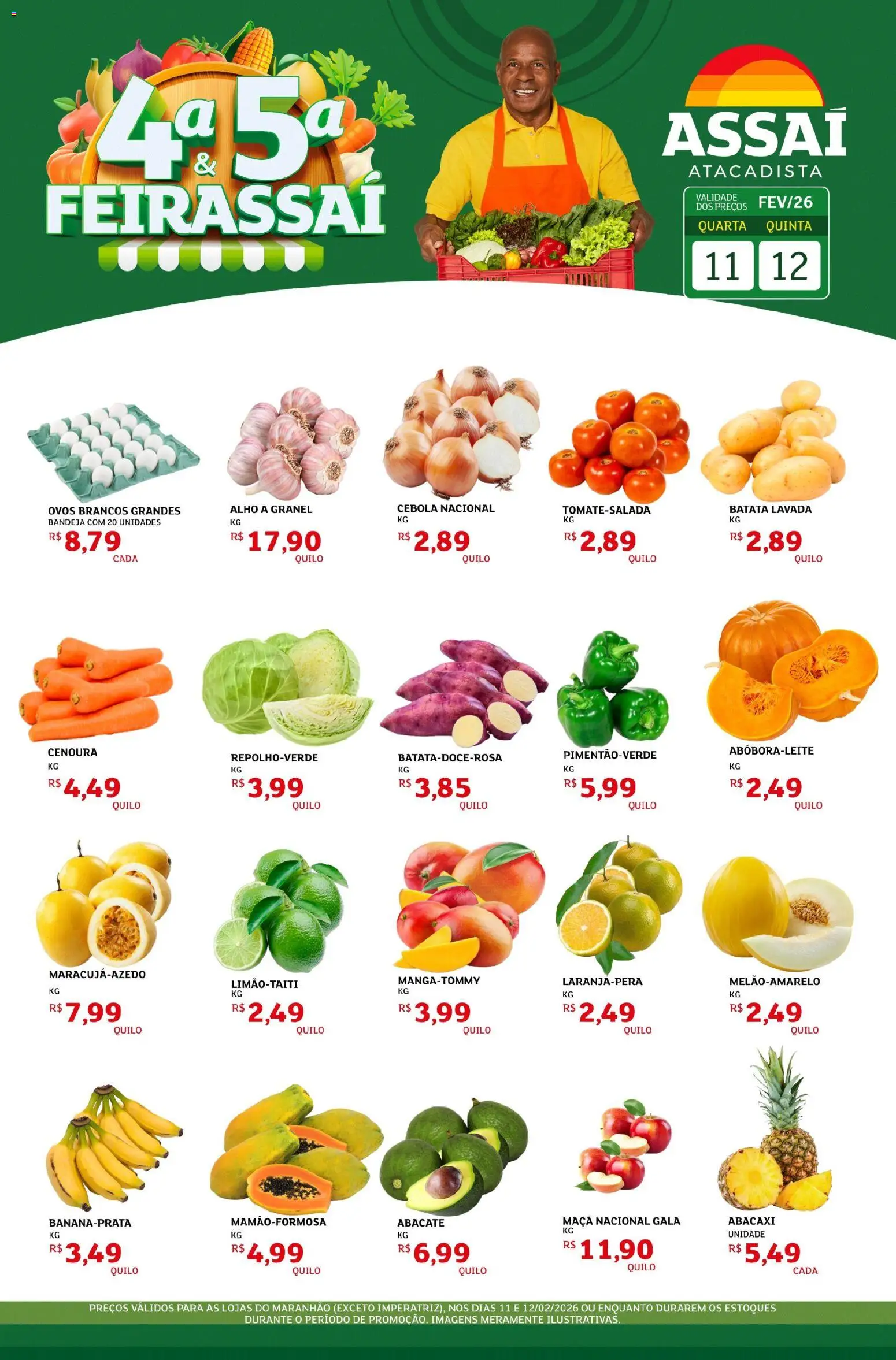 Assaí Atacadista Folheto - válido de 11.02.2026 | Página: 1 | Produtos: Abacaxi, Cenoura, Bandeja, Batata
