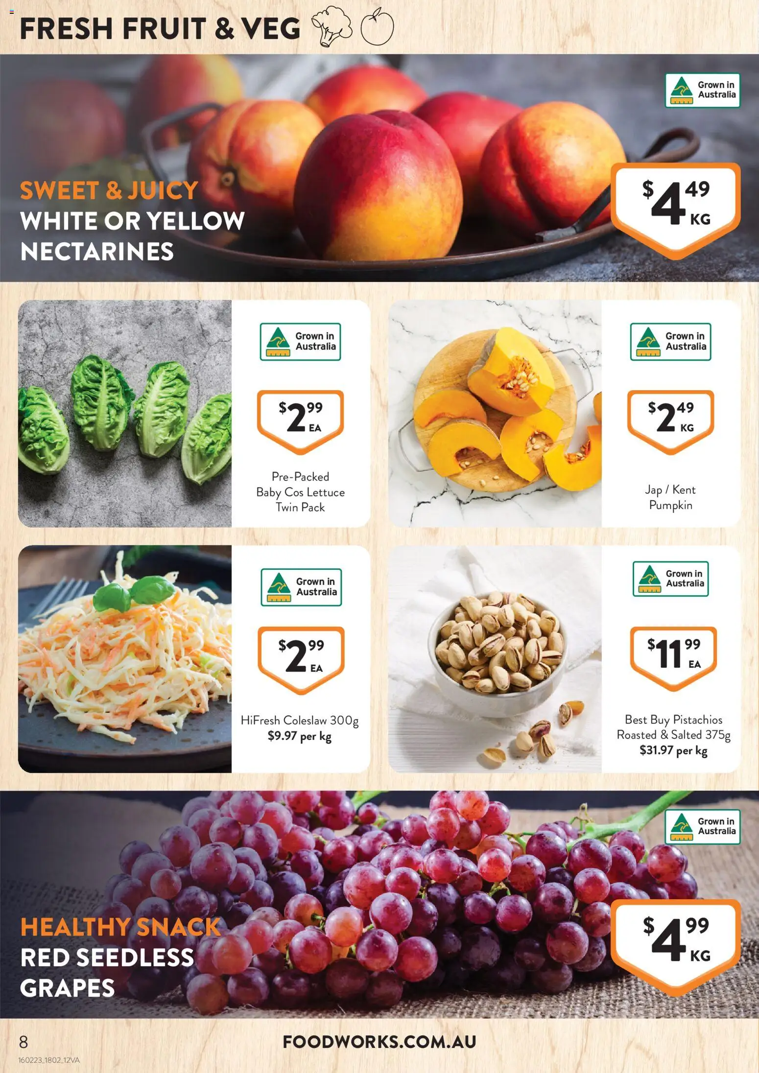 Foodworks catalogue - valid from 18.02.2026 | Page: 8 | Products: Lettuce, Pumpkin, Grapes