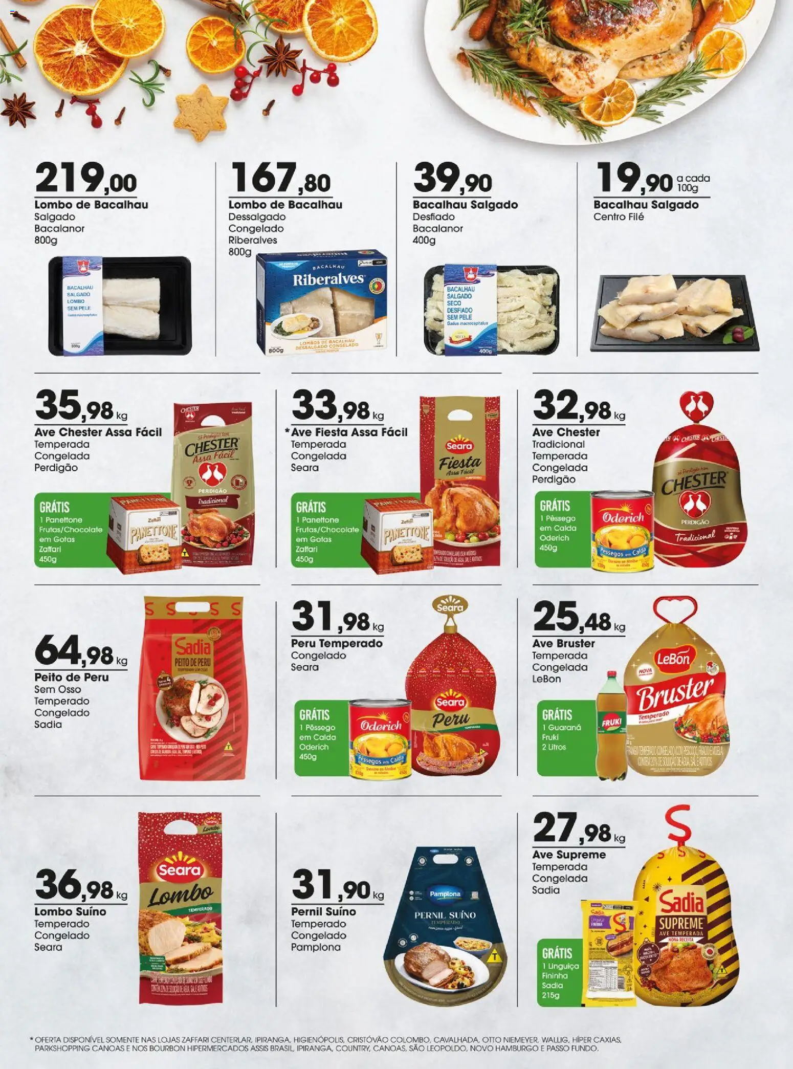 Zaffari Folheto - válido de 16.12.2025 | Página: 15 | Produtos: Pêssego, Guaraná, Pernil, Peito de peru