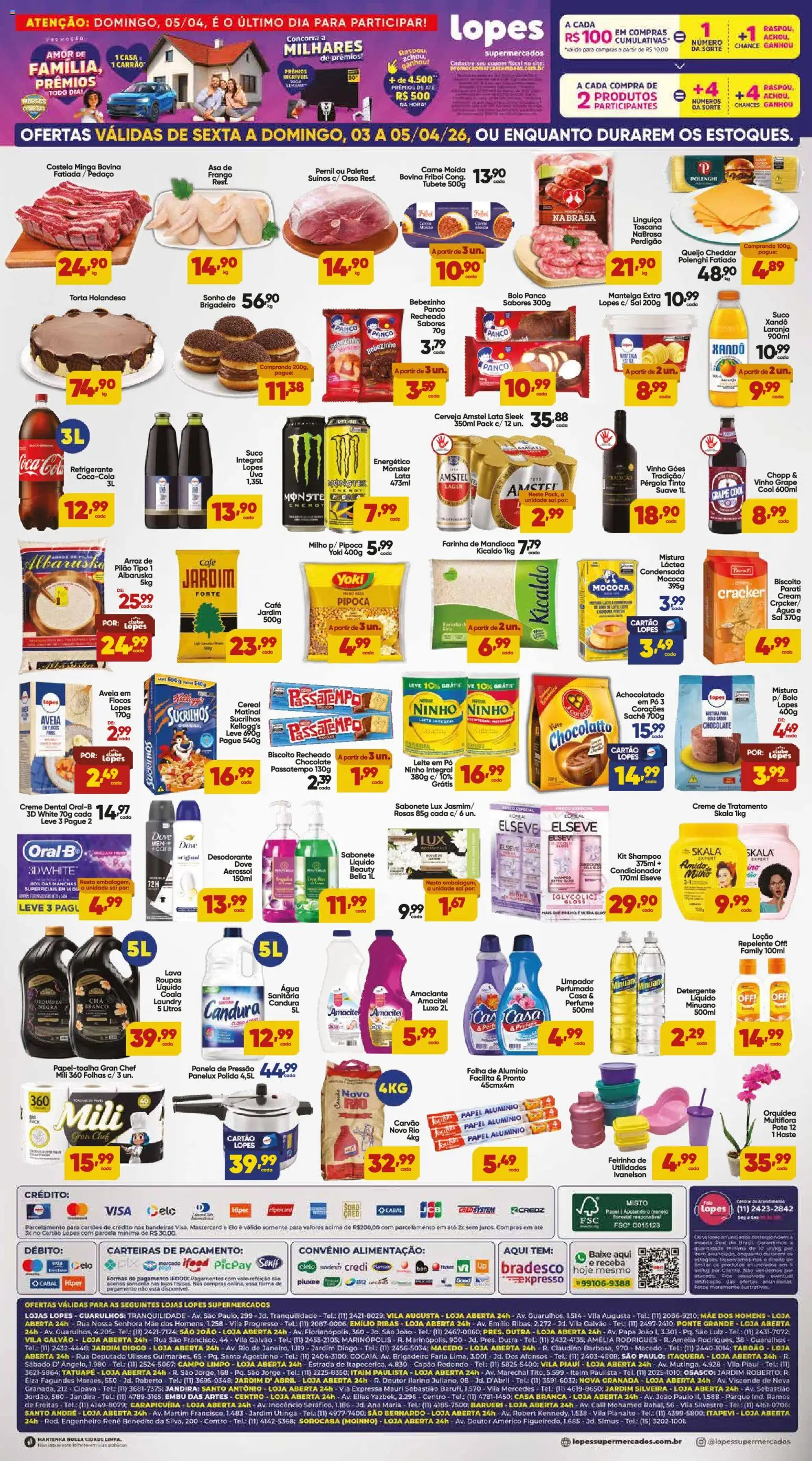 Lopes Supermercados Folheto - válido de 03.04.2026 | Página: 4 | Produtos: Biscoito, Desodorante, Detergente, Biscoito recheado
