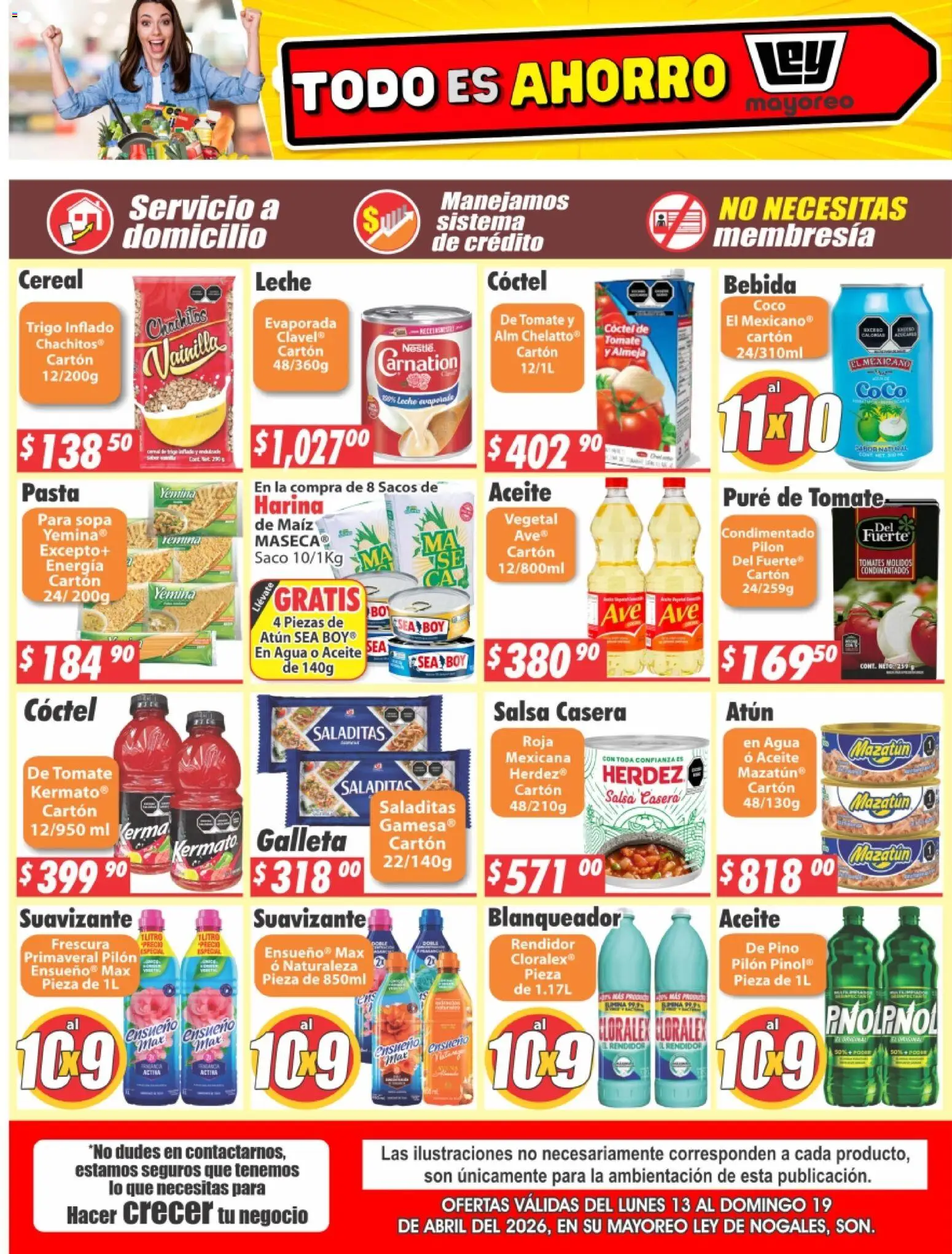 Nuevas ofertas de Casa Ley válidas en toda la República Mexicana desde el 13.04.2026. ¡Encuentra las mejores ofertas en Casa Ley folleto Nogales! | Página: 2 | Productos: Harina, Atún, Aceite, Pure de Tomate