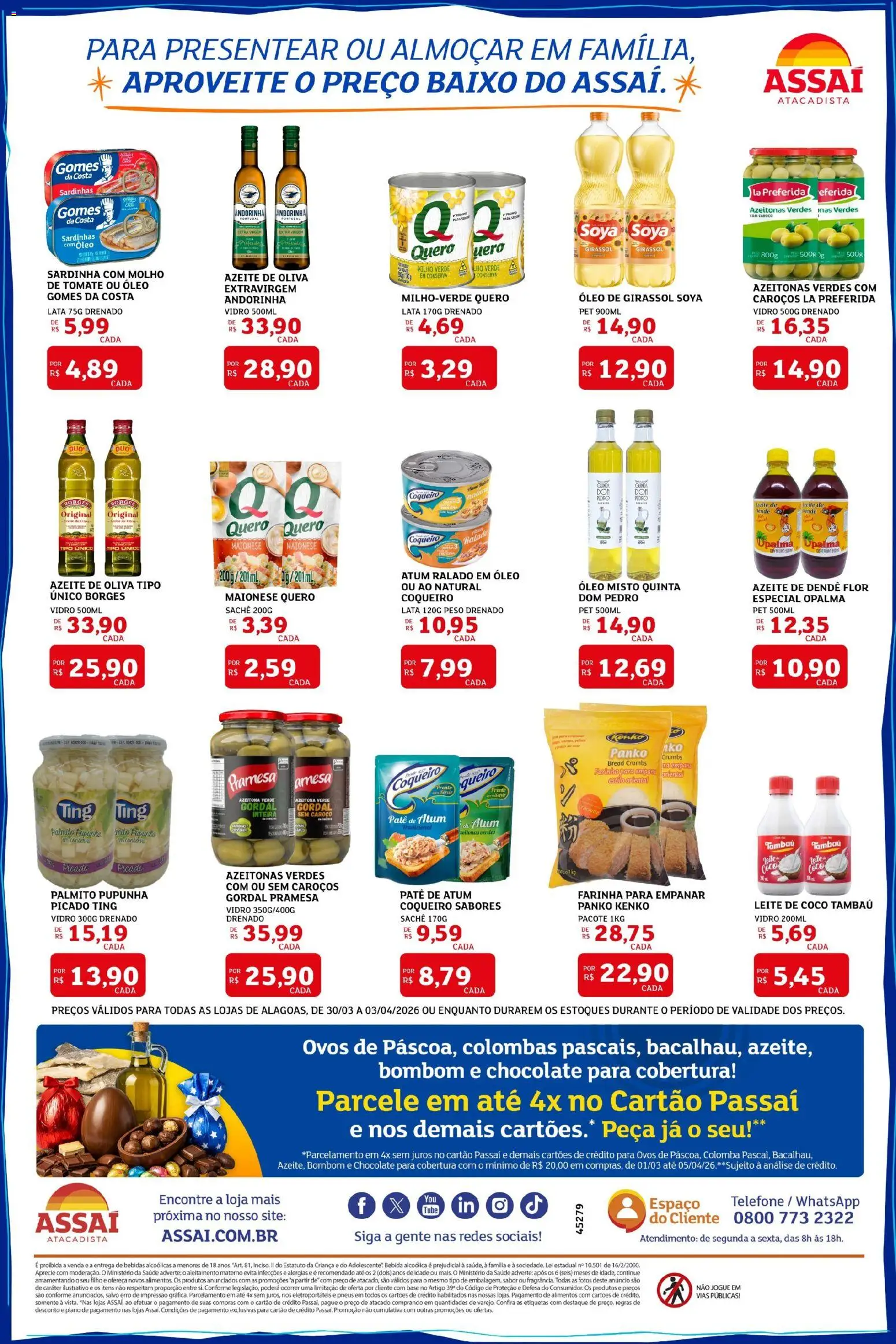 Assaí Atacadista Folheto - válido de 30.03.2026 | Página: 2 | Produtos: Milho verde, Óleo, Chocolate, Gomes da costa