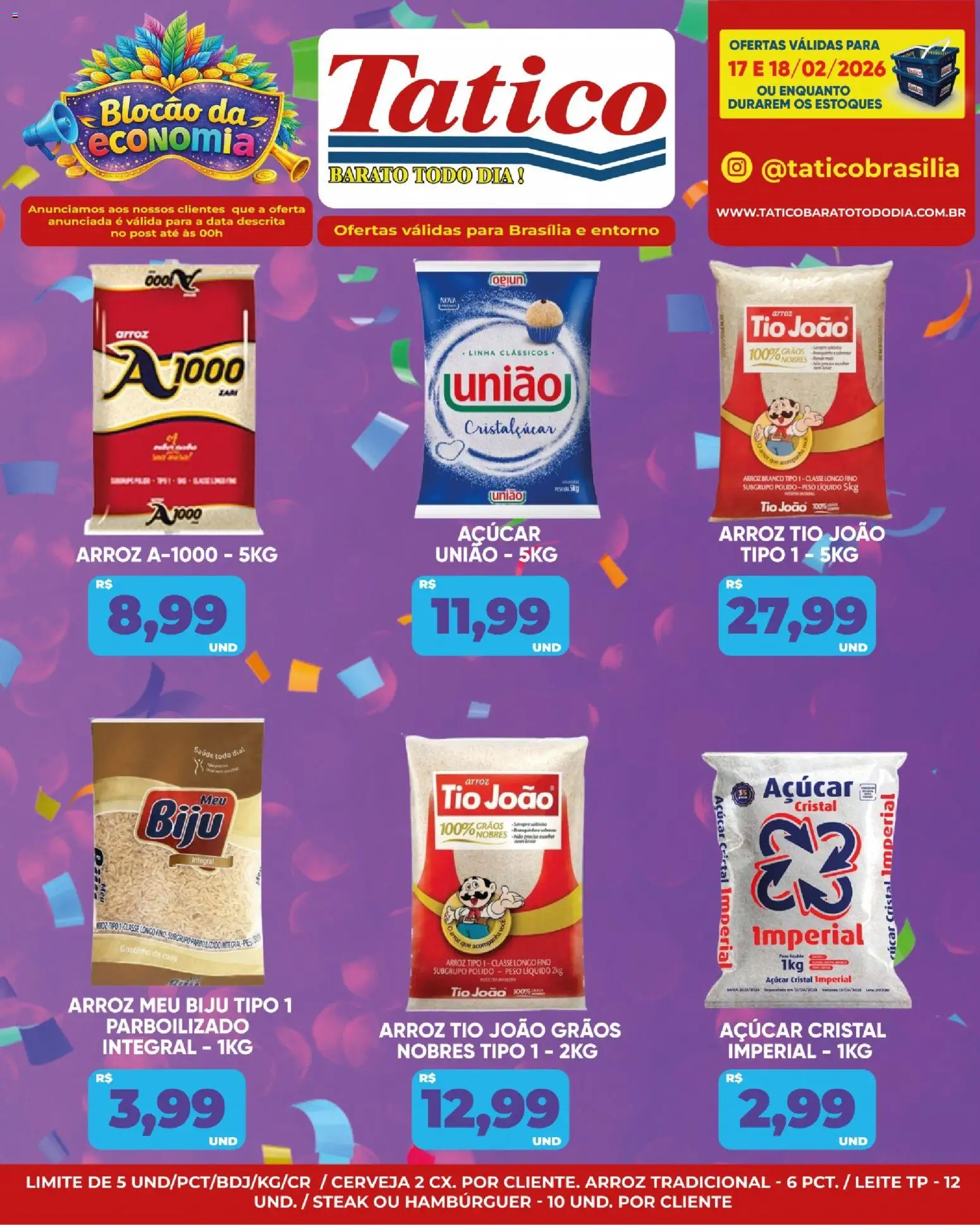 Tatico Folheto - válido de 19.02.2026 | Página: 20 | Produtos: Leite, Cerveja, Arroz, Hambúrguer