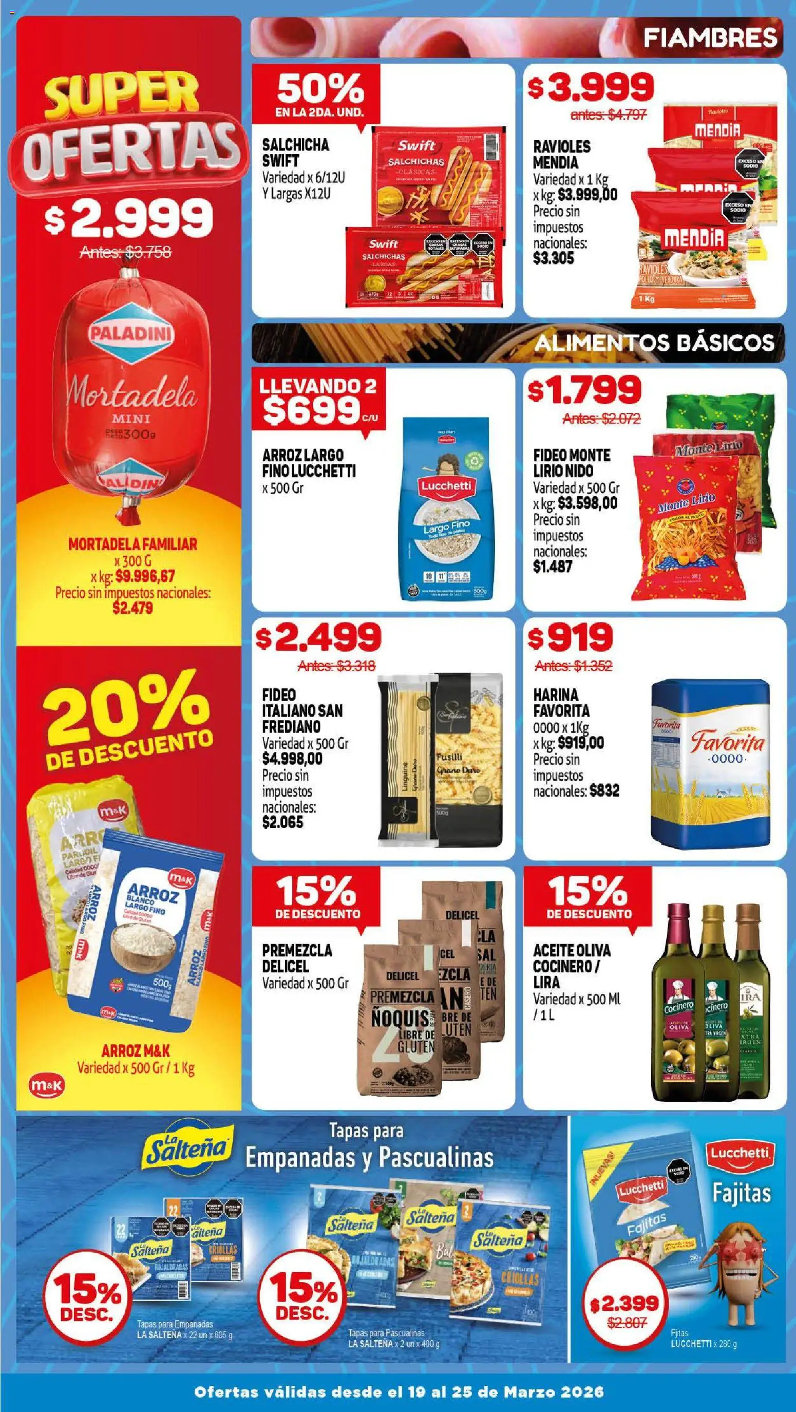 Makro ofertas │ válido desde el 19.03.2026 | Página: 3 | Productos: Mortadela, Oliva, Ñoquis, Arroz