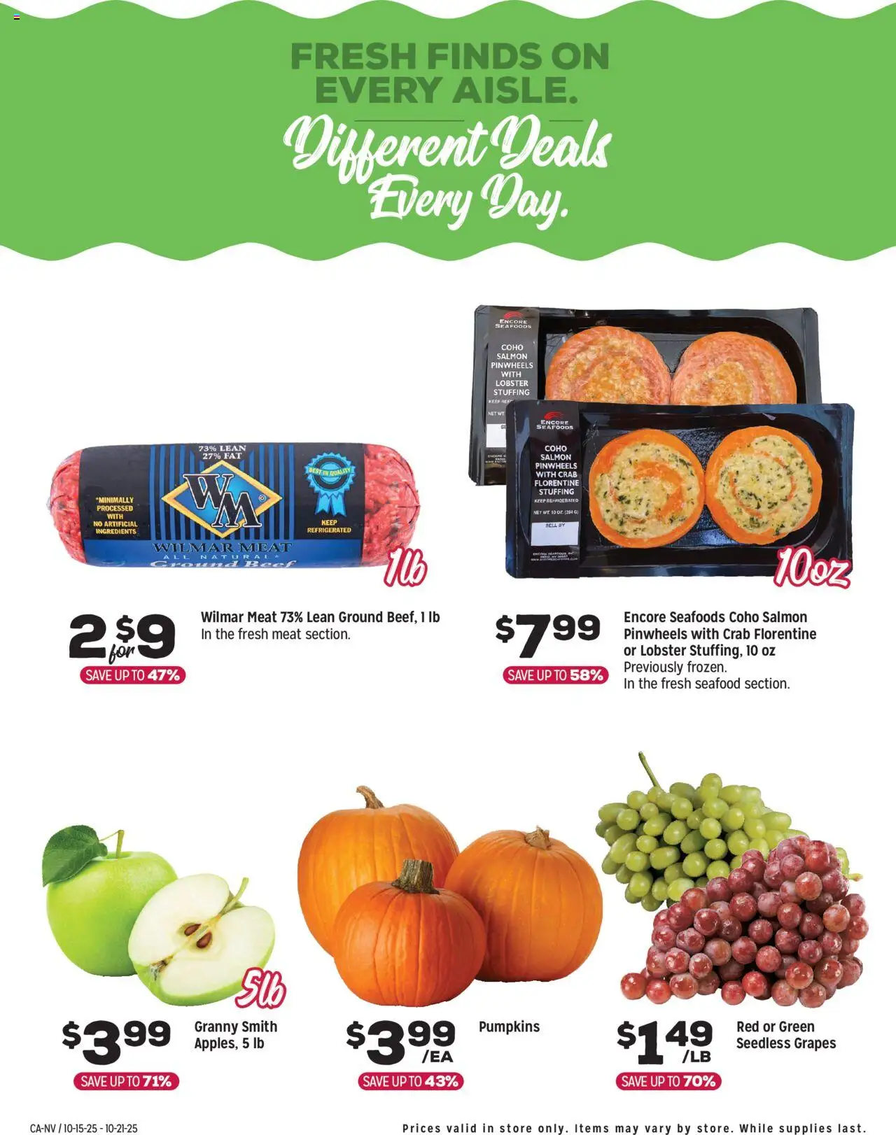 Grocery Outlet Weekly Ad - CA - valid from 15.10.2025 | Page: 5 | Products: Seafood, Grapes