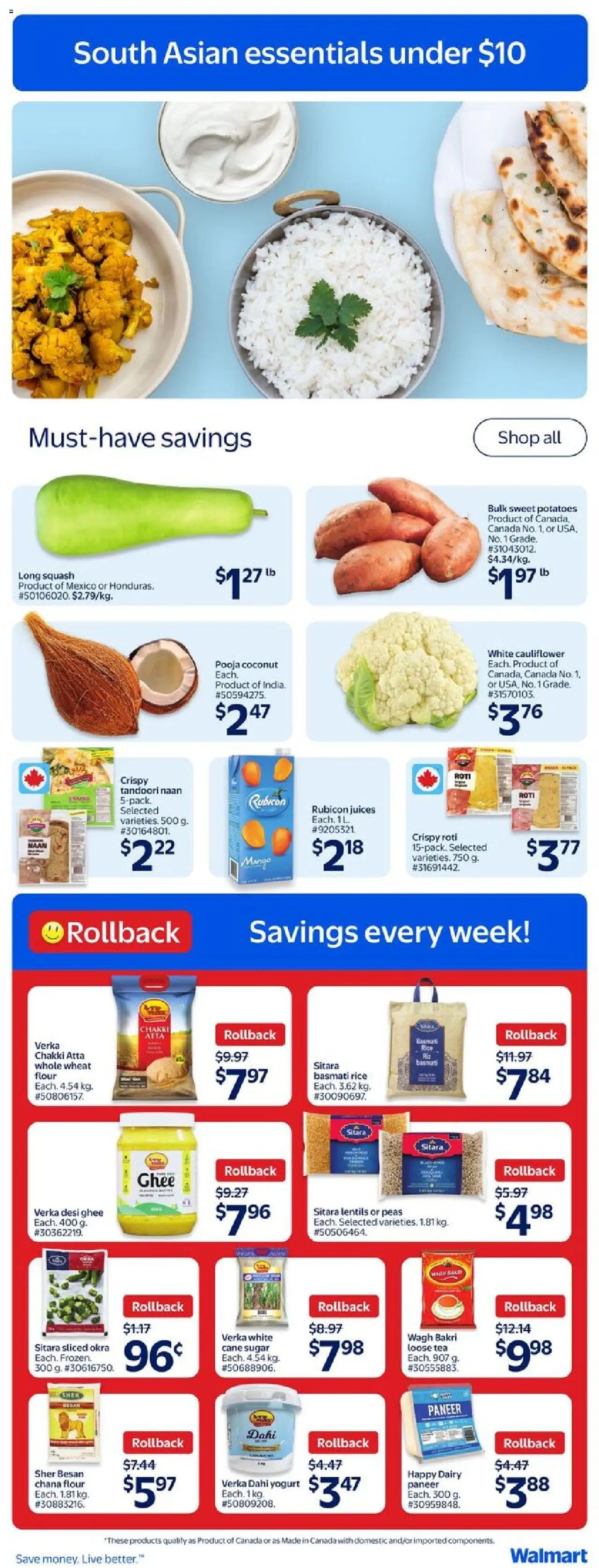 Walmart flyer valid from 11.09.2025 | Page: 6 | Products: Rice, Tea, Potatoes, Yogurt