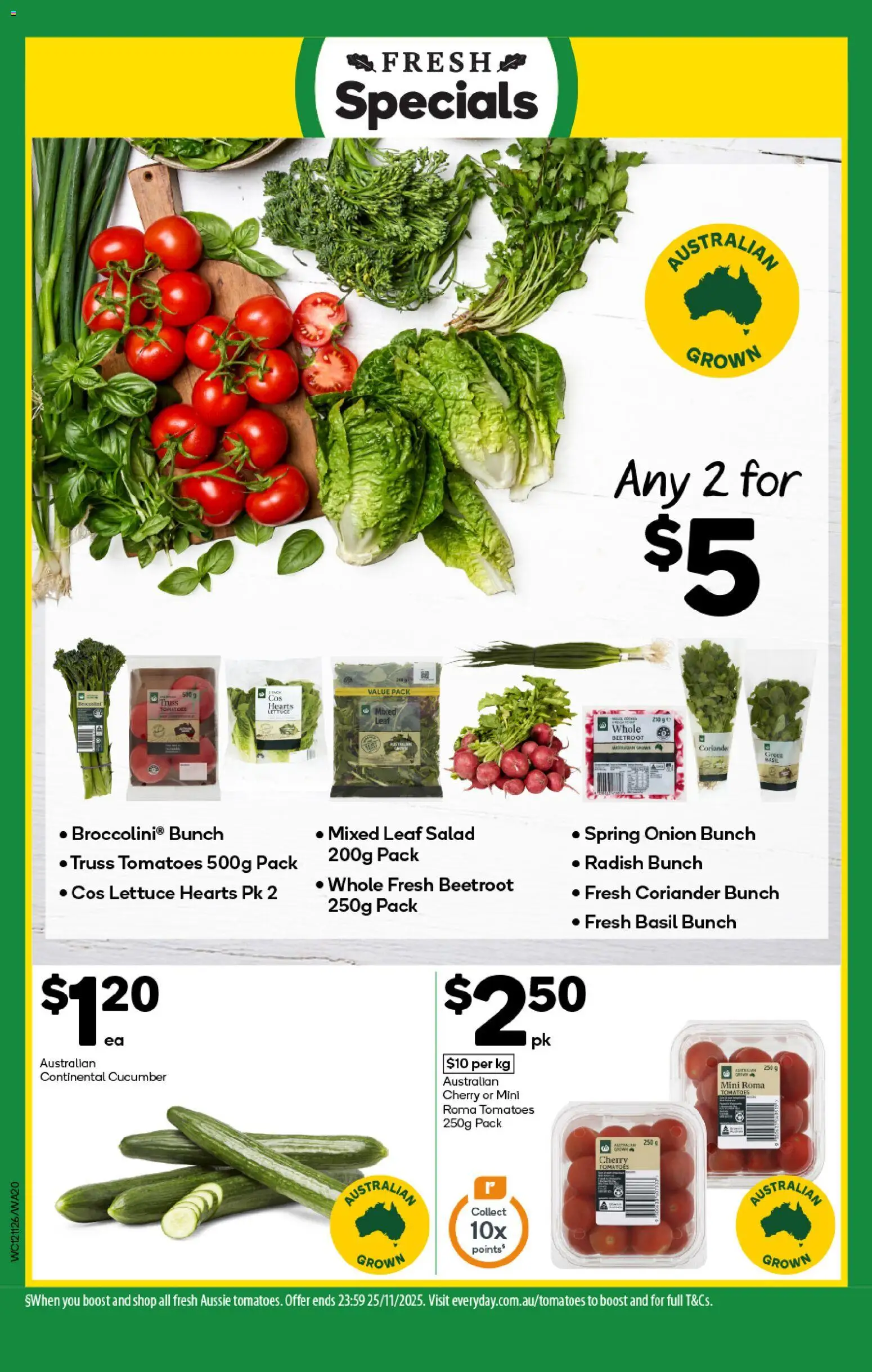 Woolworths catalogue - valid from 12.11.2025 | Page: 20 | Products: Lettuce, Tomatoes, Radish, Beetroot