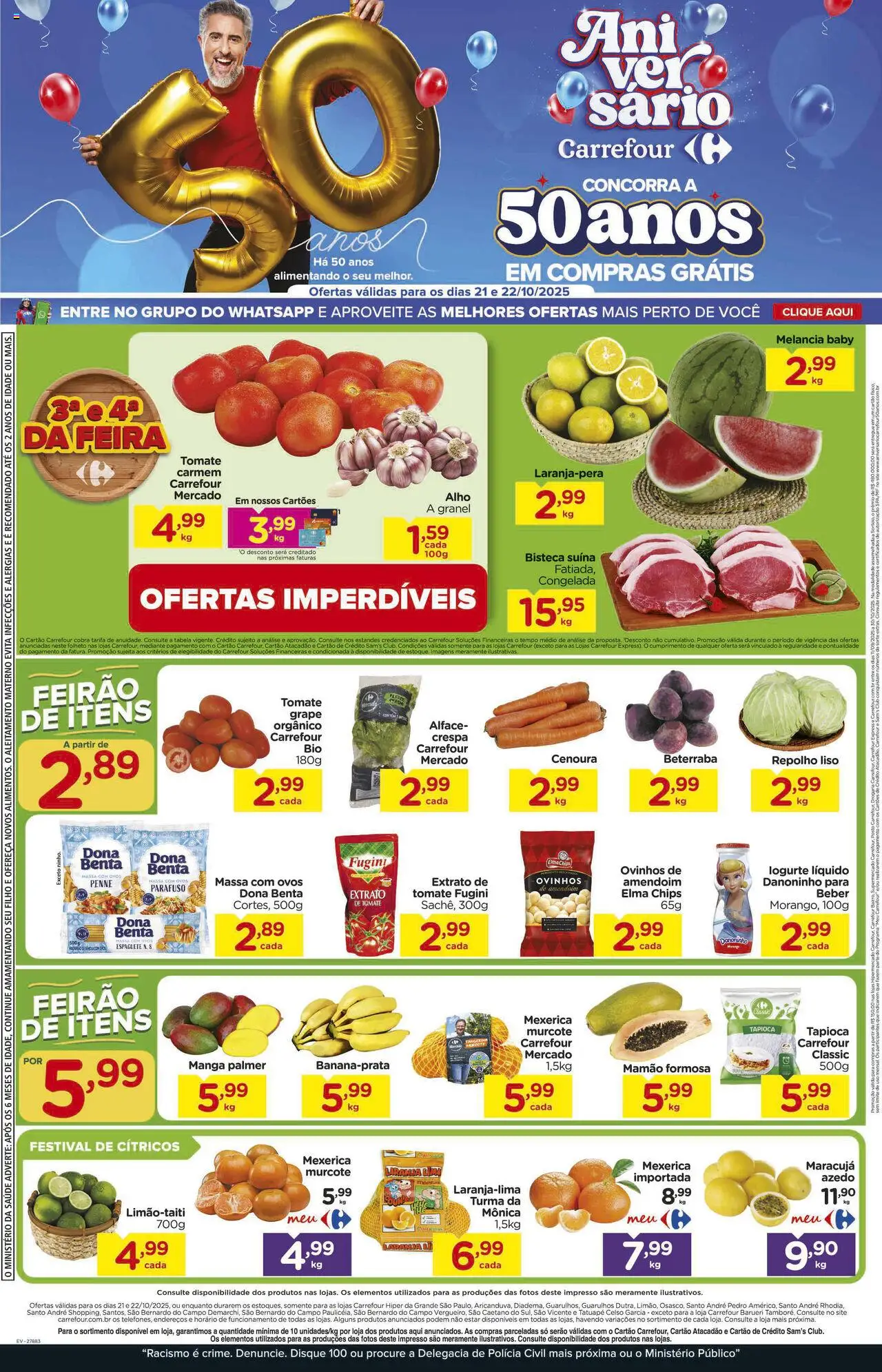 Carrefour Folheto - válido de 21.10.2025 | Página: 1 | Produtos: Tapioca, Elma Chips, Repolho, Cenoura