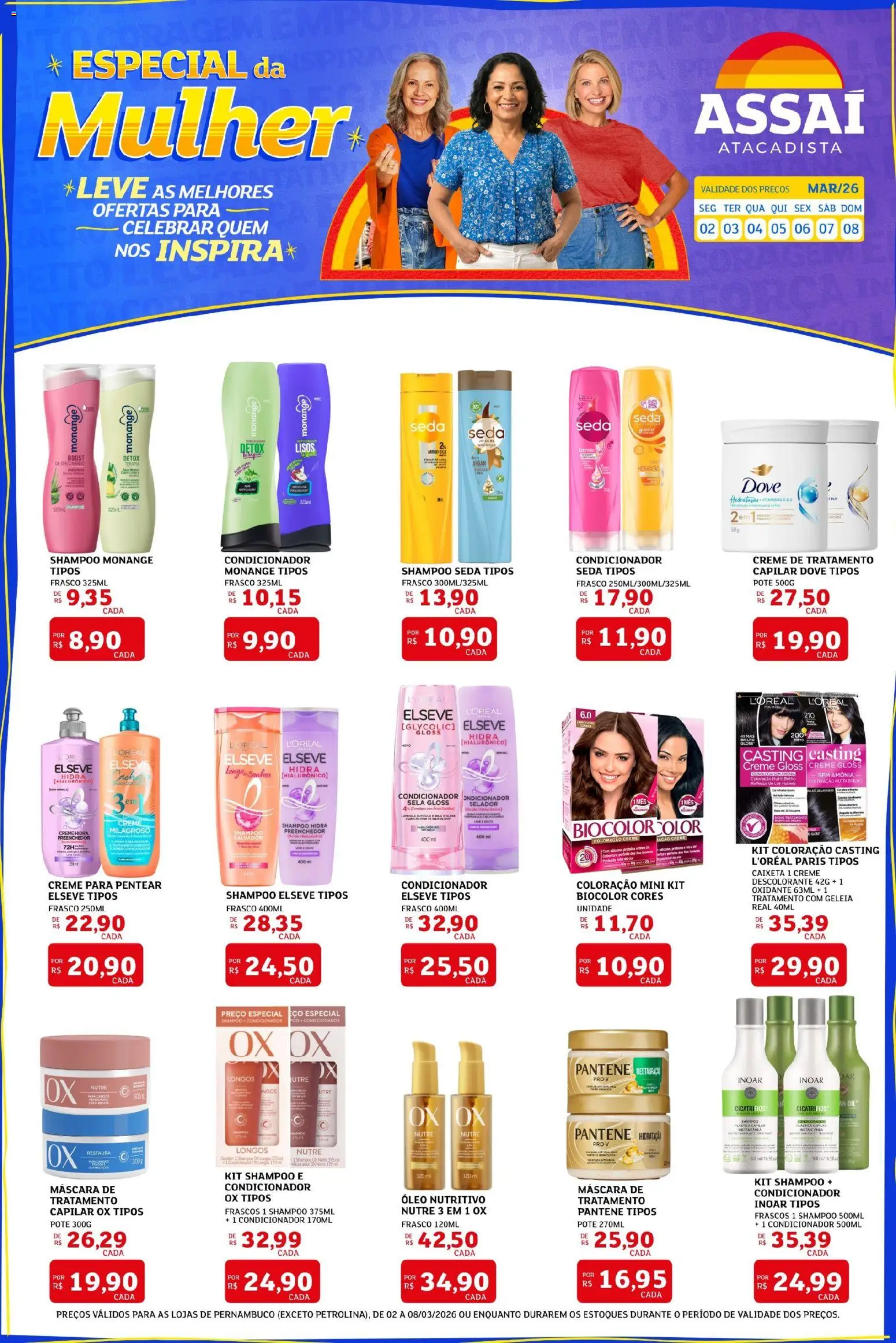 Assaí Atacadista Folheto - válido de 02.03.2026 | Página: 1 | Produtos: Shampoo, Óleo, Geleia, Dove