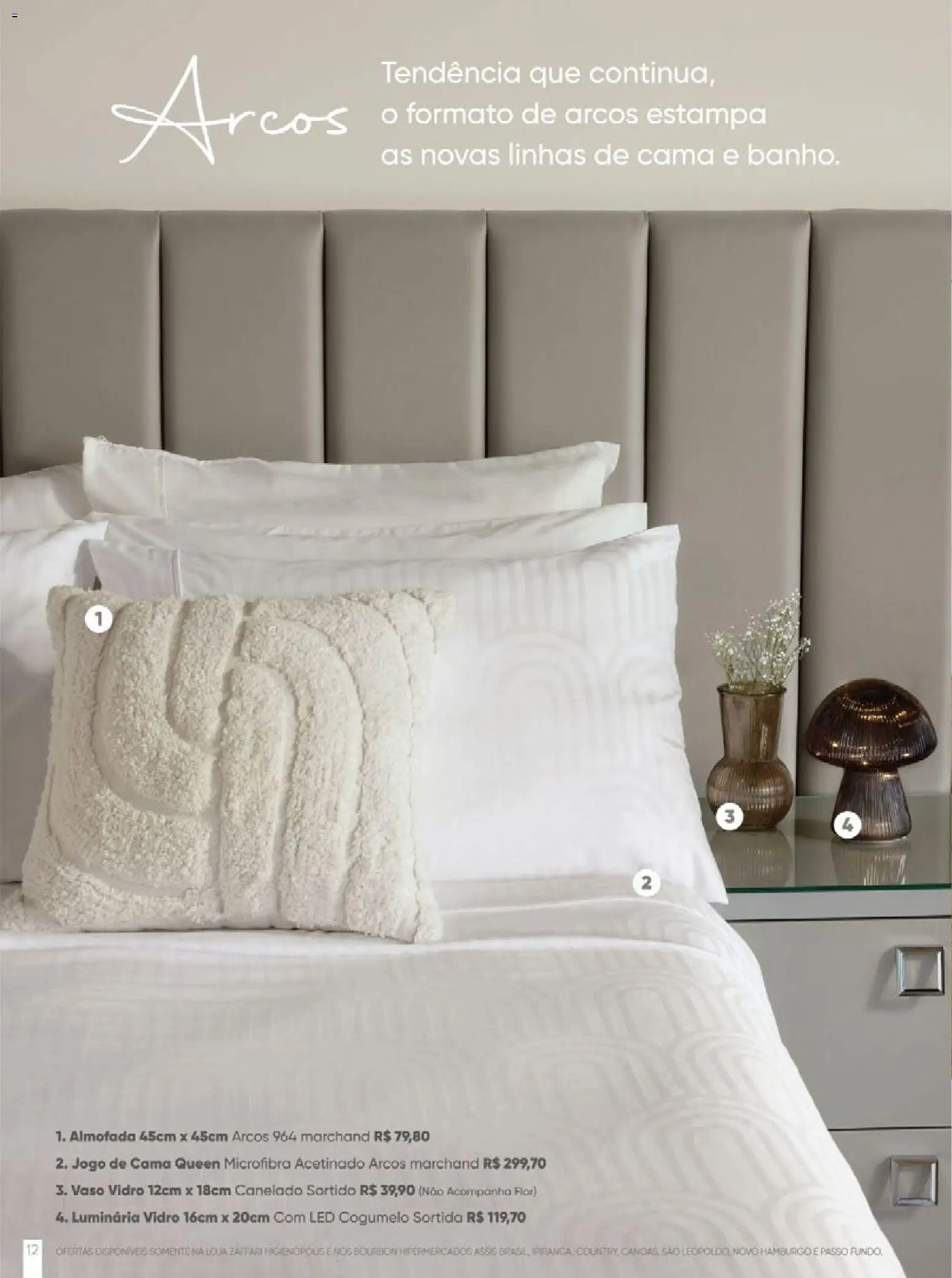 Zaffari Folheto - válido de 27.11.2025 | Página: 12 | Produtos: Cama, Almofada, Vaso, Luminária