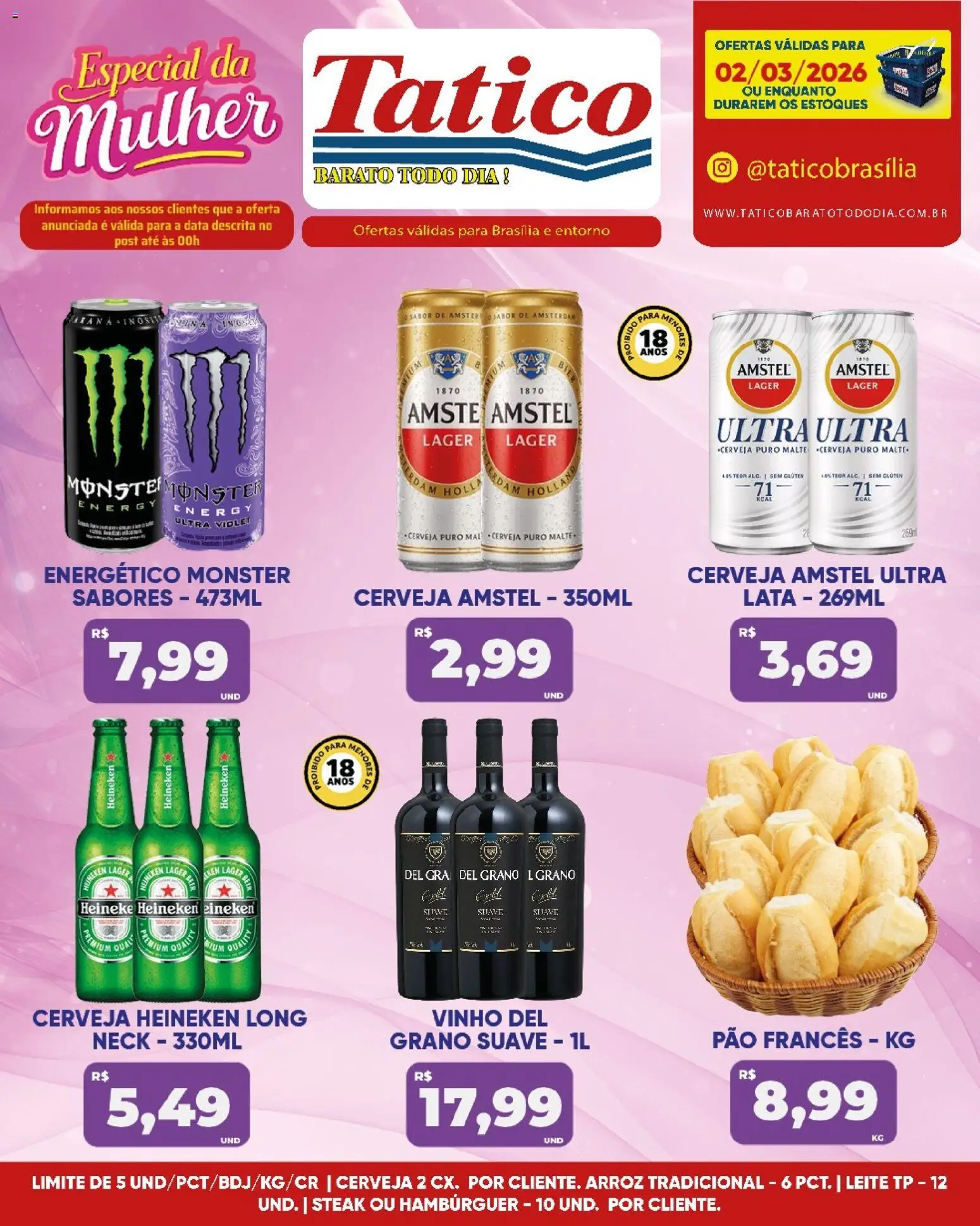 Tatico Folheto - válido de 02.03.2026 | Página: 9 | Produtos: Vinho, Cerveja Heineken, Heineken, Pão francês