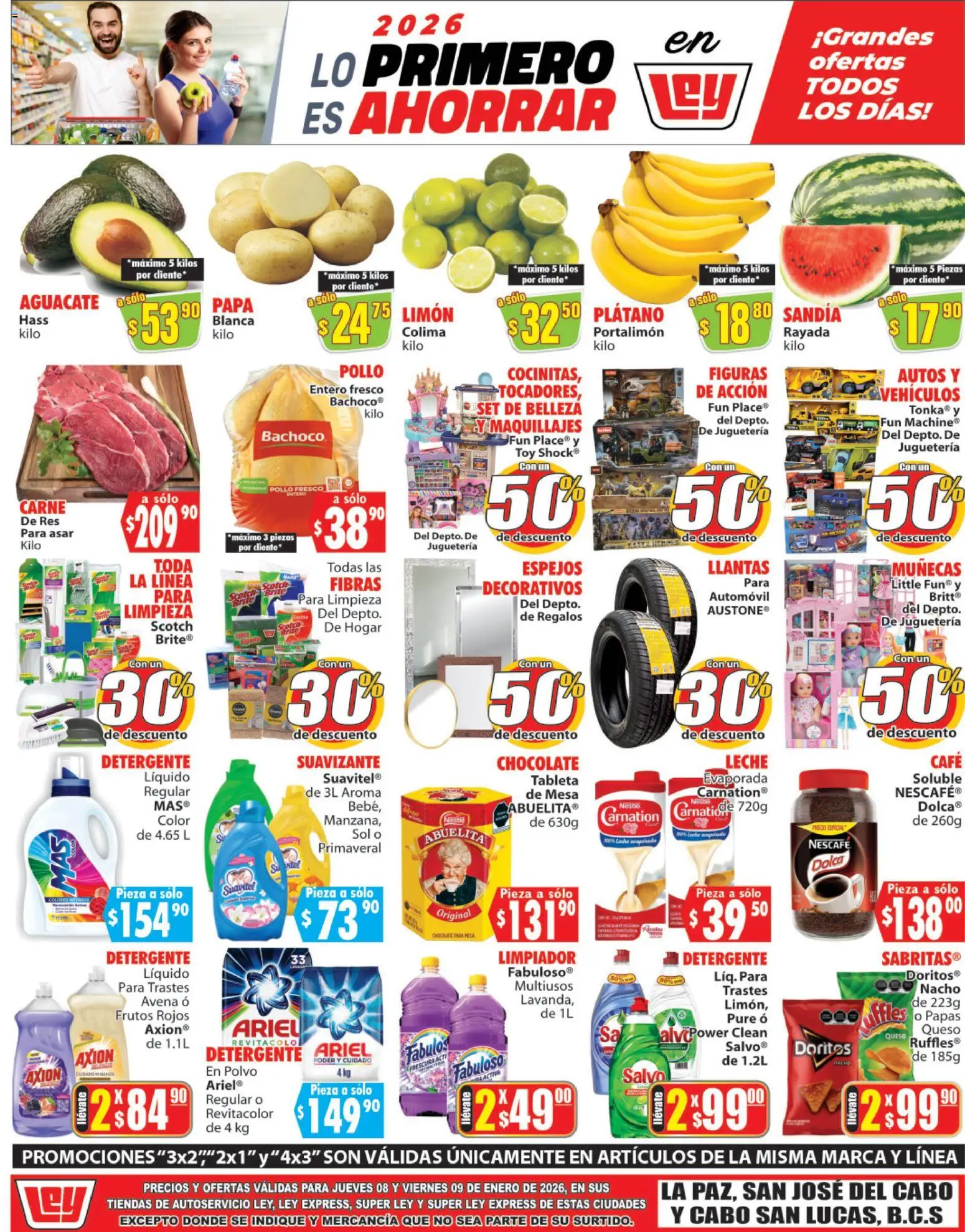 Nuevas ofertas de Casa Ley válidas en toda la República Mexicana desde el 08.01.2026. ¡Encuentra las mejores ofertas en Casa Ley folleto Autoservicio! | Página: 1 | Productos: Papa, Café, Res, Limpiador