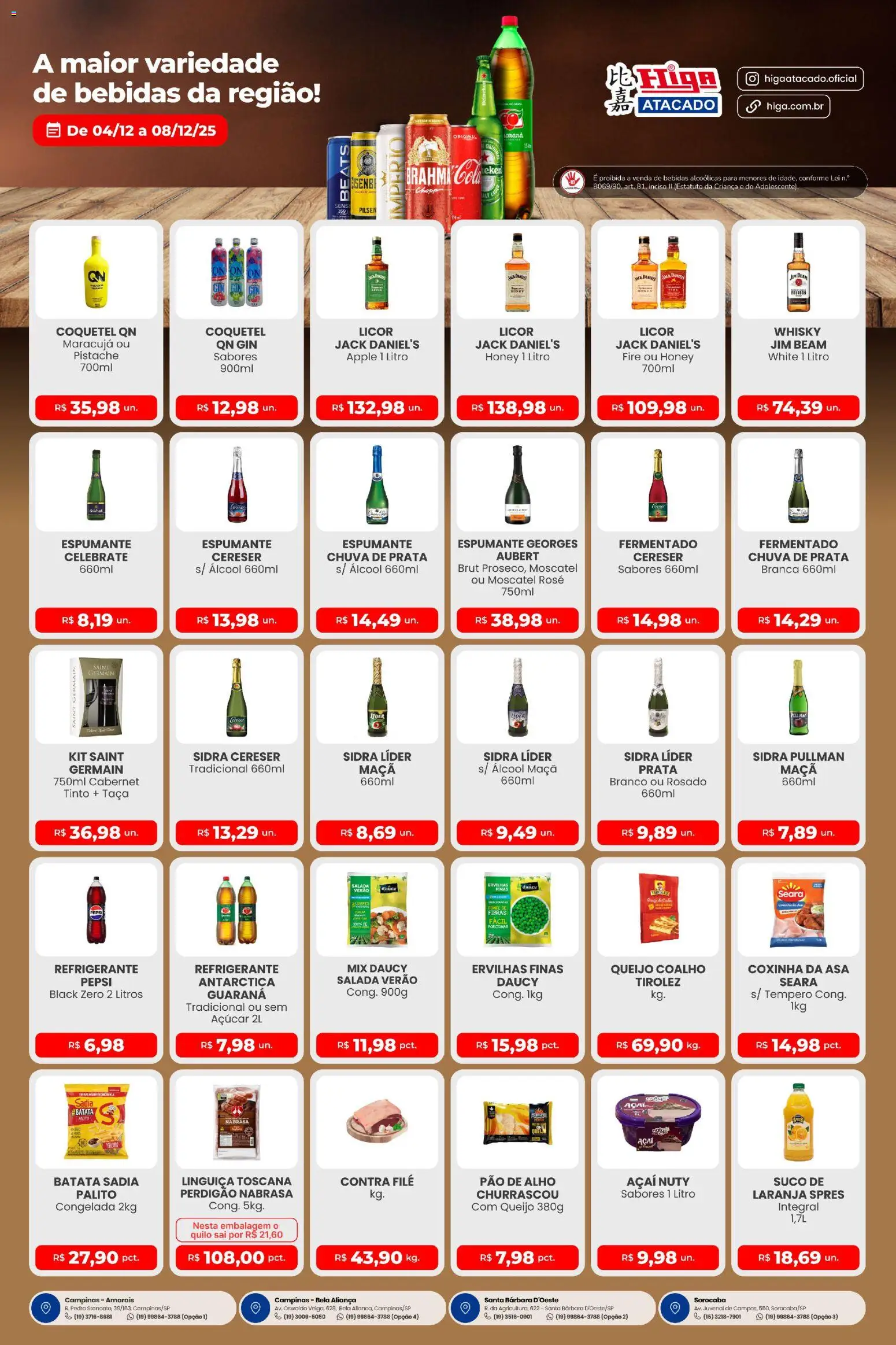 Higa Atacado Folheto - válido de 04.12.2025 | Página: 3 | Produtos: Pistache, Whisky, Salada, Refrigerante