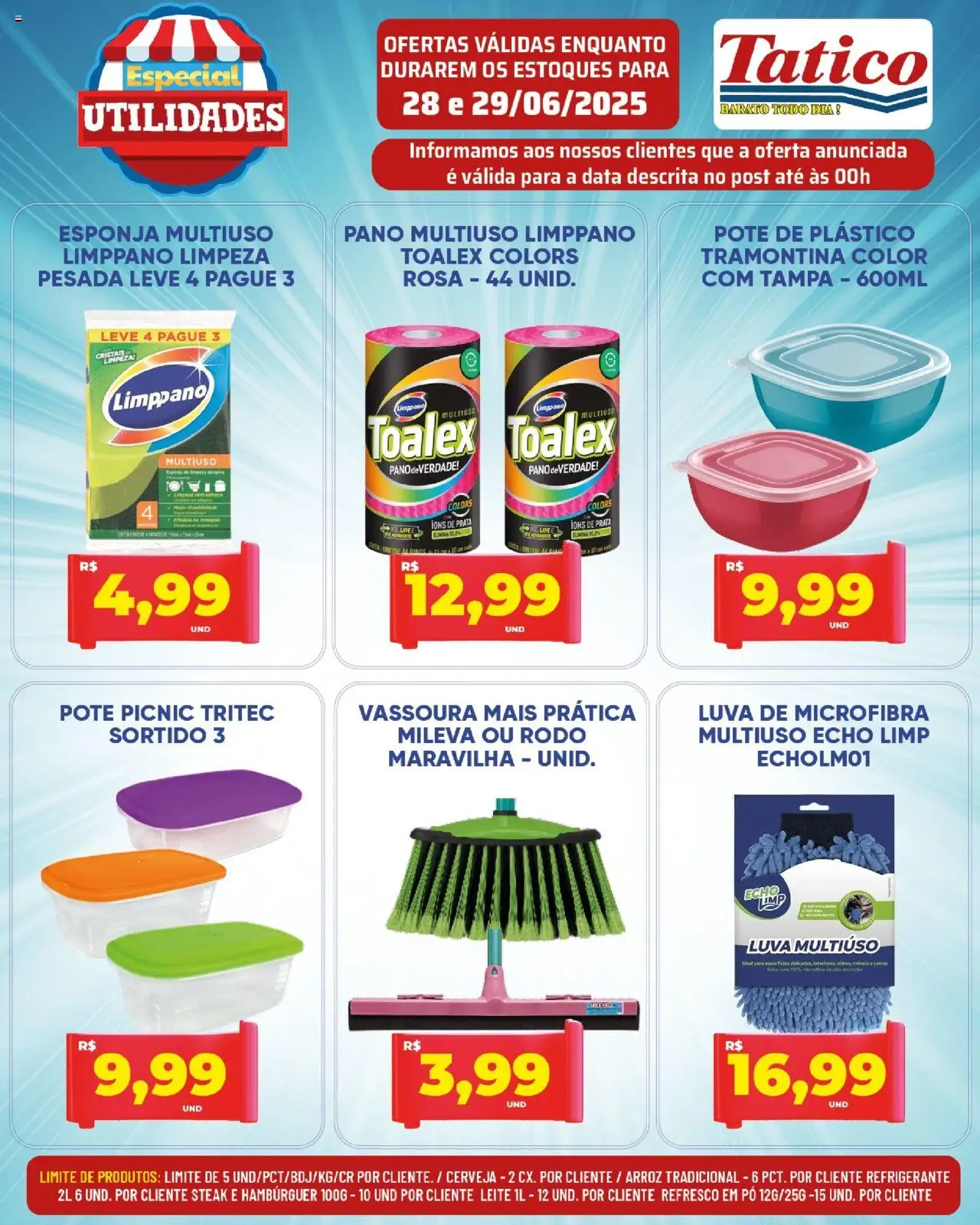 Tatico Folheto - válido de 30.06.2025 | Página: 38 | Produtos: Esponja, Arroz, Hambúrguer, Vassoura